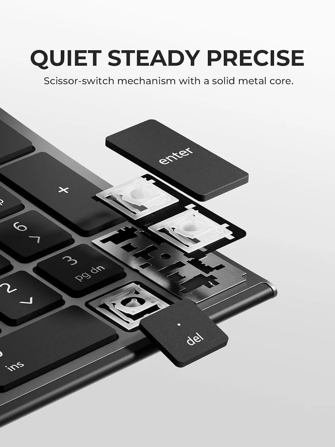 iClever BK10 Max Bluetooth Keyboard for Mac, Slim Full-Size Layout, Gray
