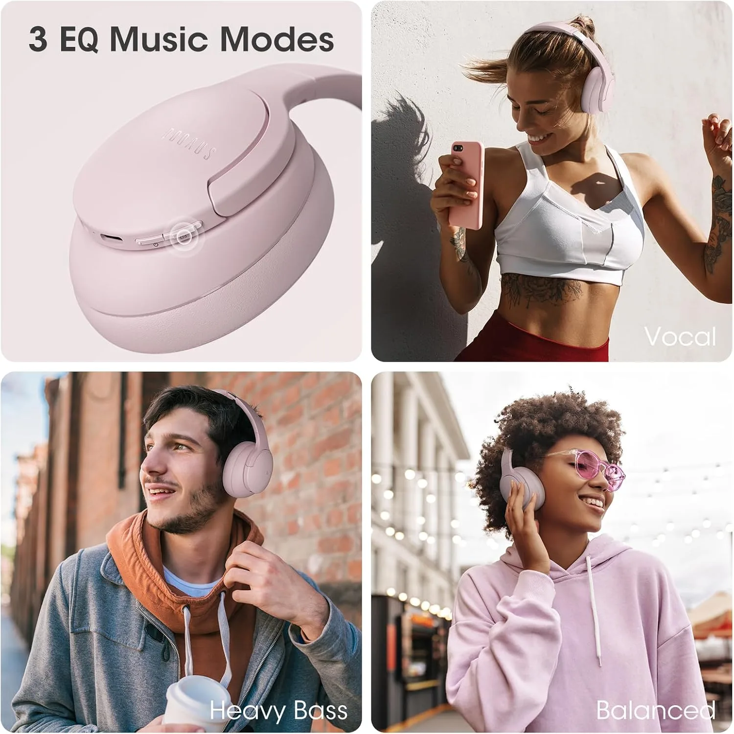 DOQAUS Bluetooth Headphones Over Ear, Headphones Wireless, APP Control