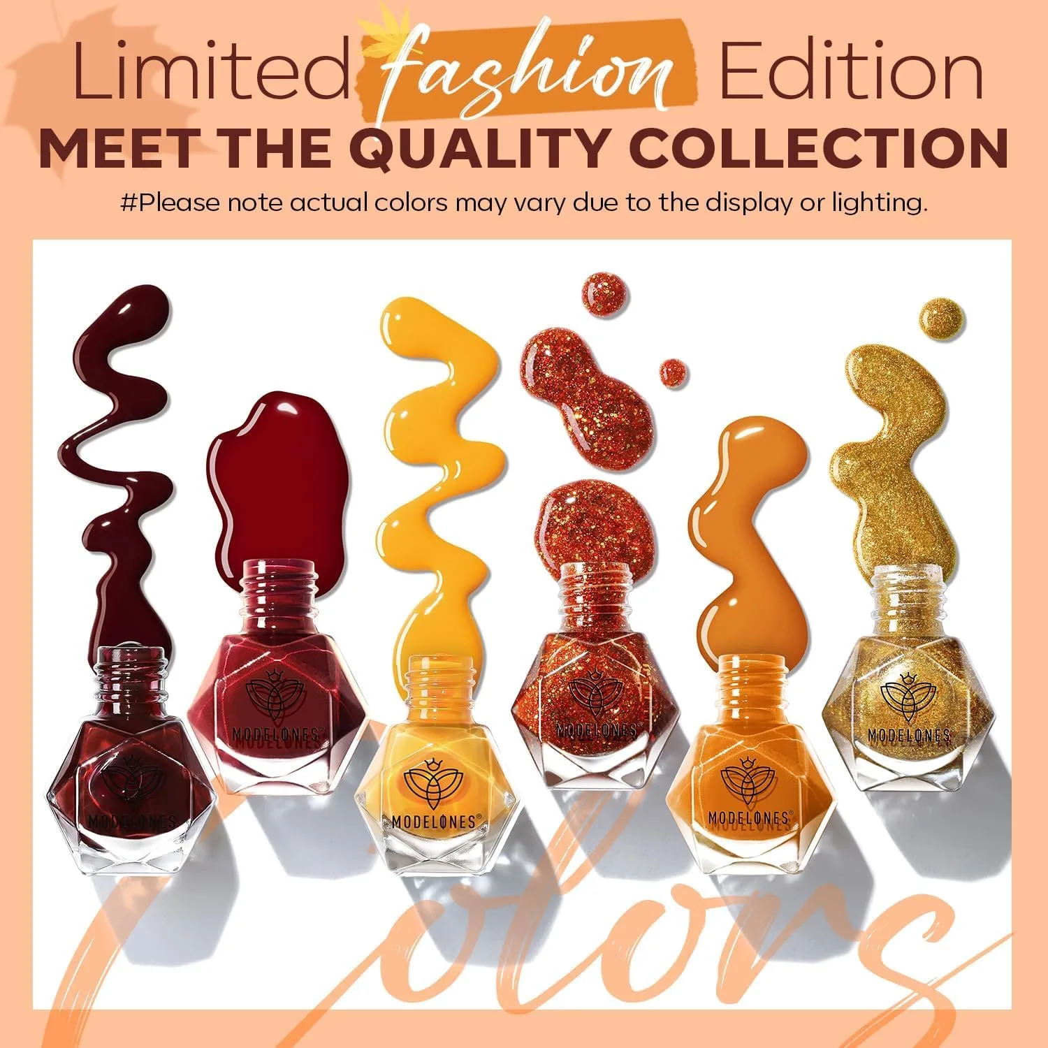 modelones Fall Nail Polish, 6 Colors Quick Dry Gold Yellow Nail Polish Set