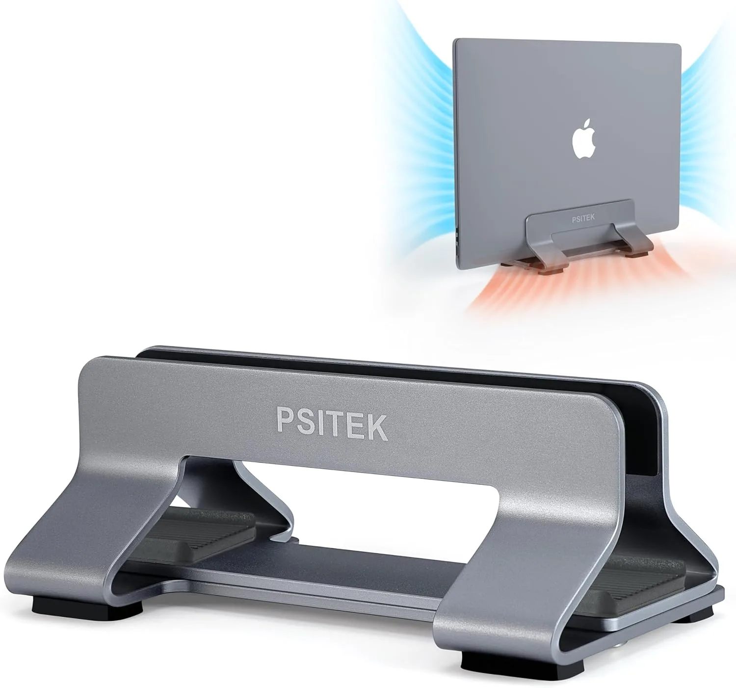 Base vertical para laptop Psitek aluminio ajustable 12-42mm