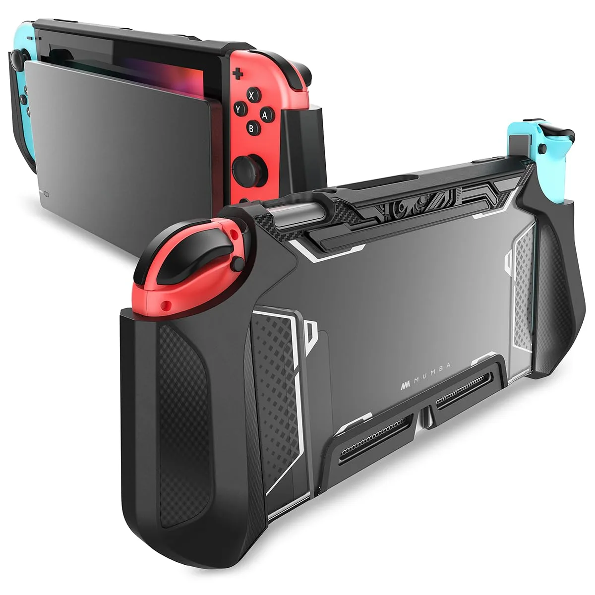 Mumba Dockable Case Compatible with Nintendo Switch 1 (2017 Release), [Blade Series] TPU Grip Protective Cover Case with Ergonomic Design and Comfort Grip,Accessories for Switch (Black)