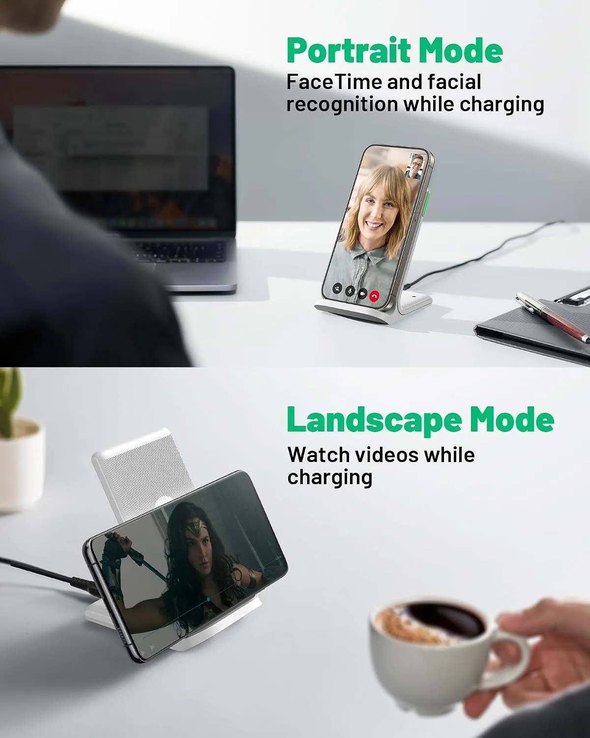 INIU Wireless Charger, 15W Fast Wireless Charging Phone Station with LED