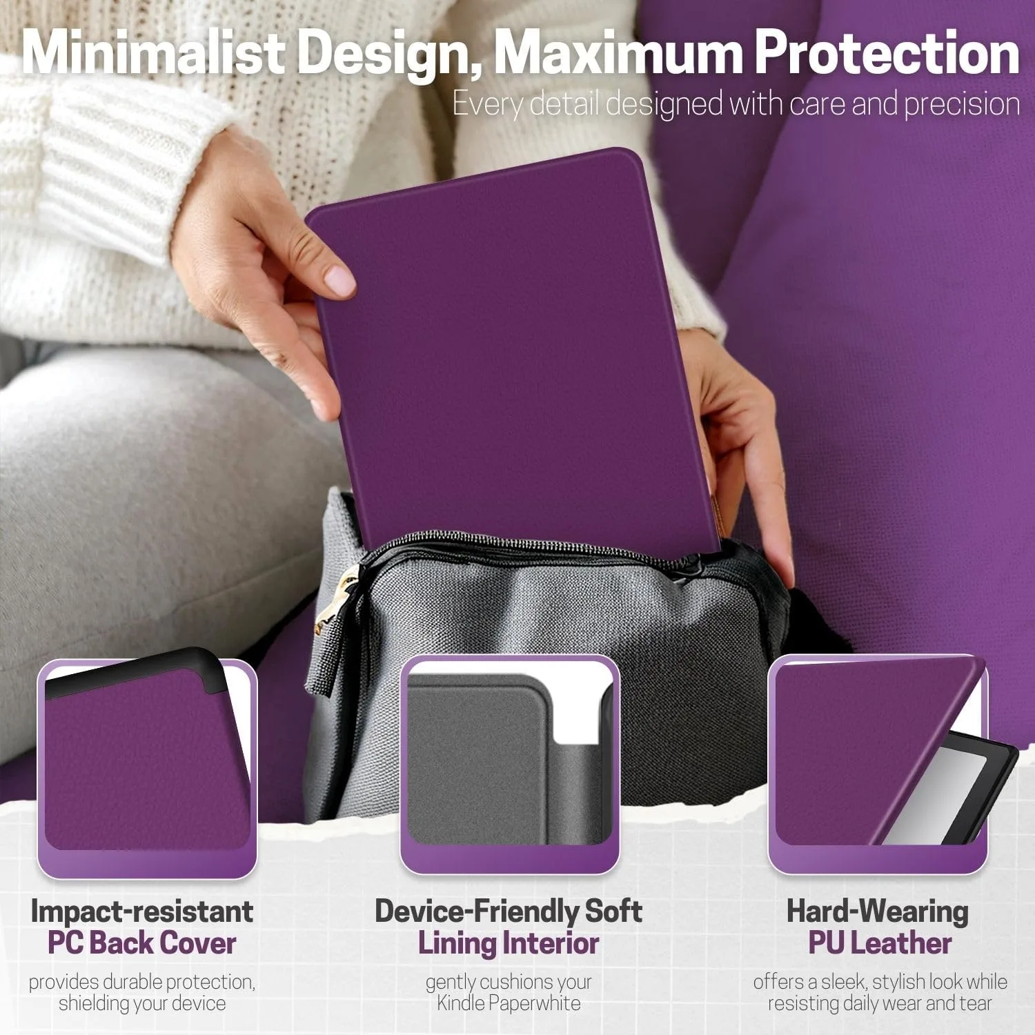 TNP Kindle Paperwhite 12th Gen Case, Colorsoft 7-Inch Cover, Purple