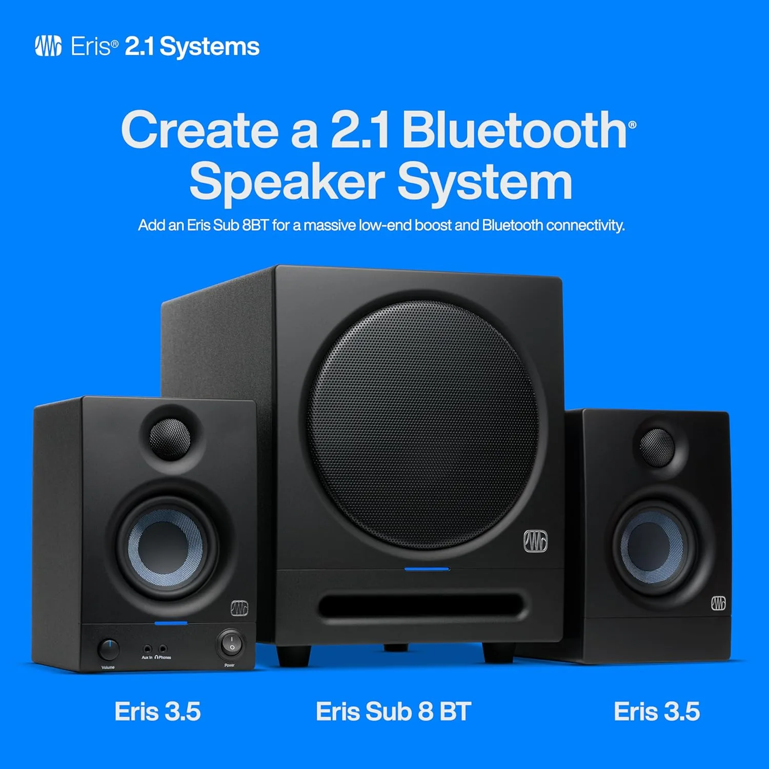 PreSonus Eris 3.5 Powered Studio Monitors, Pair — 3.5” Active Near