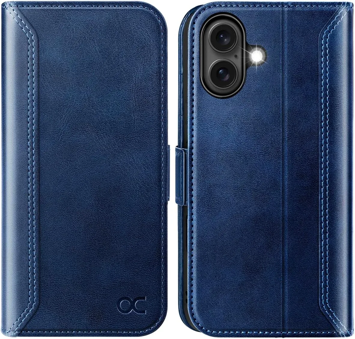Funda Cartera OCASE para iPhone 16 Azul Retro con Soporte