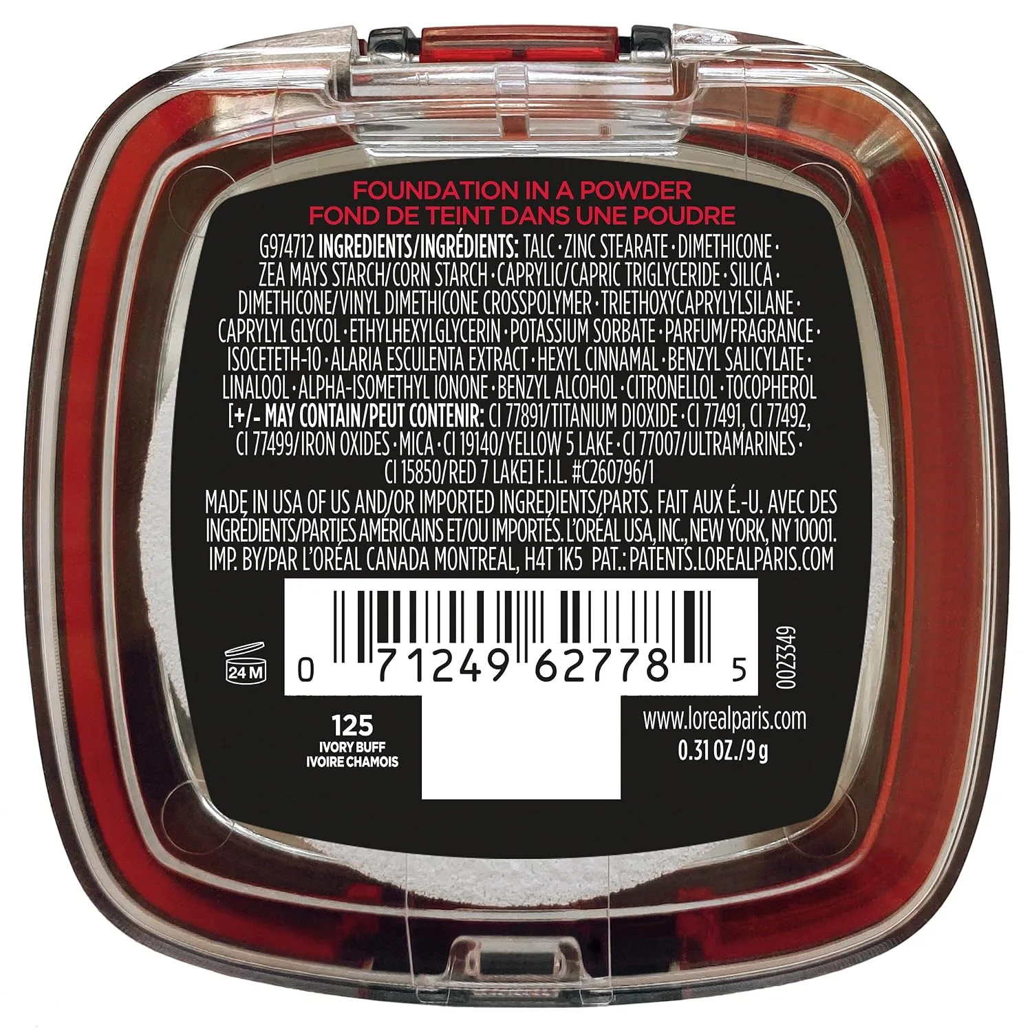 L'Oreal Paris Makeup Infallible Fresh Wear Foundation in a Powder, Up to 24H Wear, Waterproof, Ivory Buff, 0.31 oz. (Packaging May Vary)