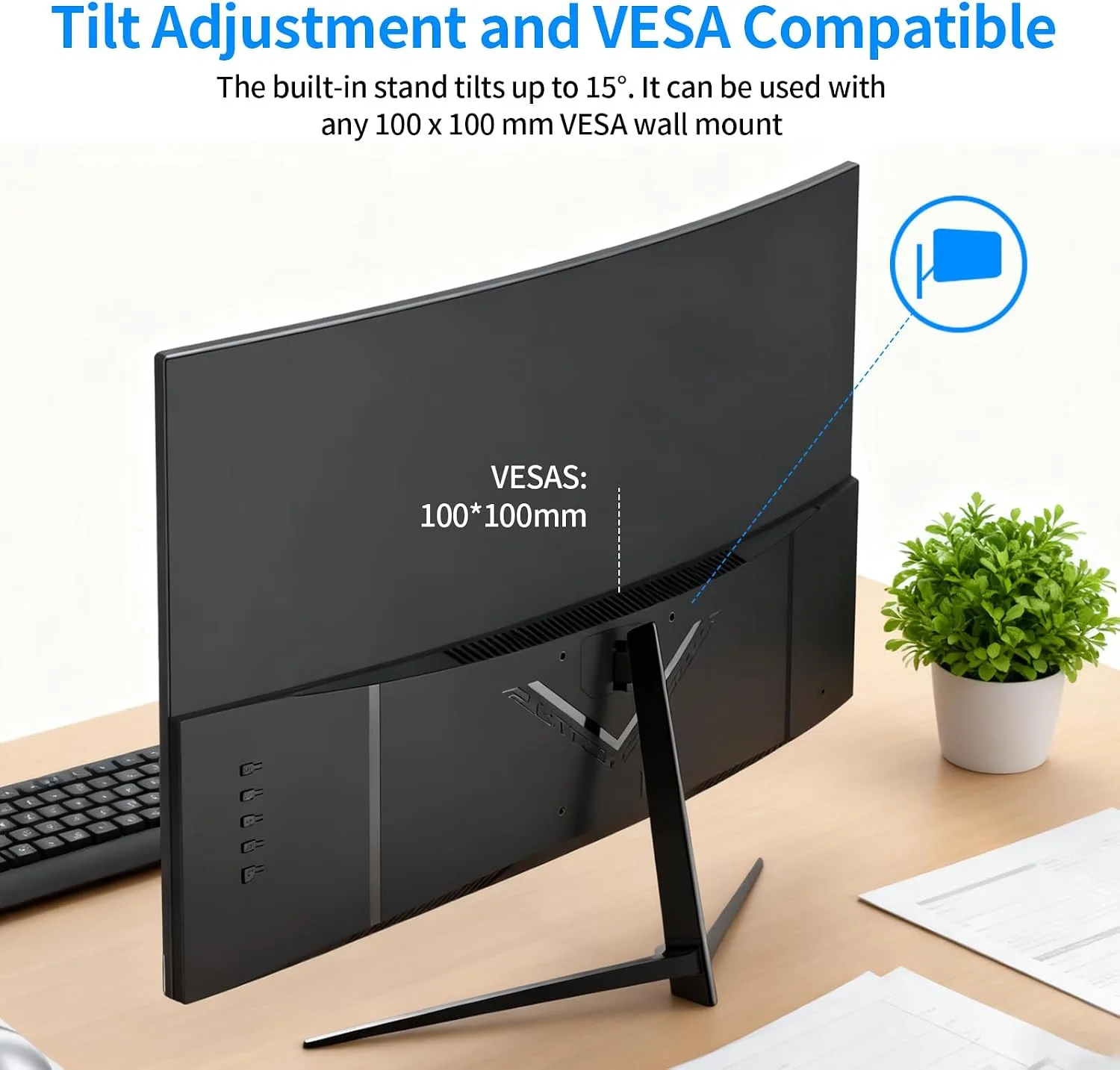 ZZA 27 Inch FHD 100Hz Curved Monitor, VA Panel,1800R,HDMI,VGA