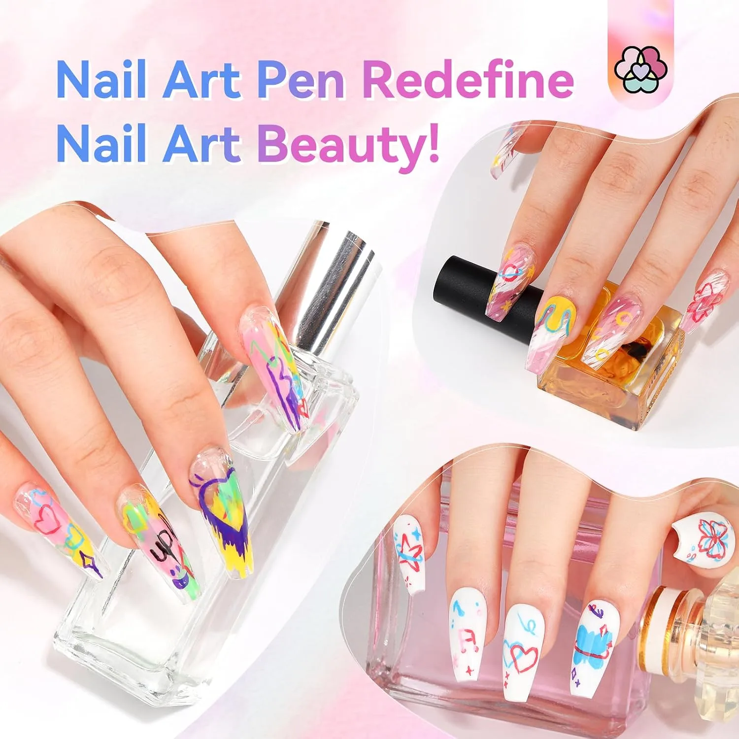 SAVILAND 12 Colors Nail Art Pens Set, 0.5mm Fine Tip Nail Polish Pens