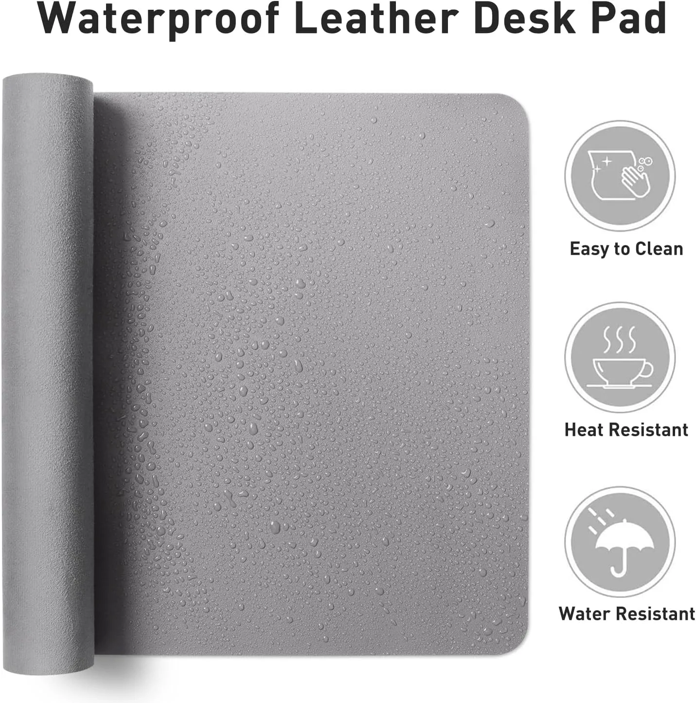 Aothia Leather Desk Pad Protector, Mouse Pad, Office Desk Mat, Non-Slip PU Leather Desk Blotter, Laptop Desk Pad, Waterproof Desk Writing Pad for Office and Home (23.6" x 13.7", Light Grey)