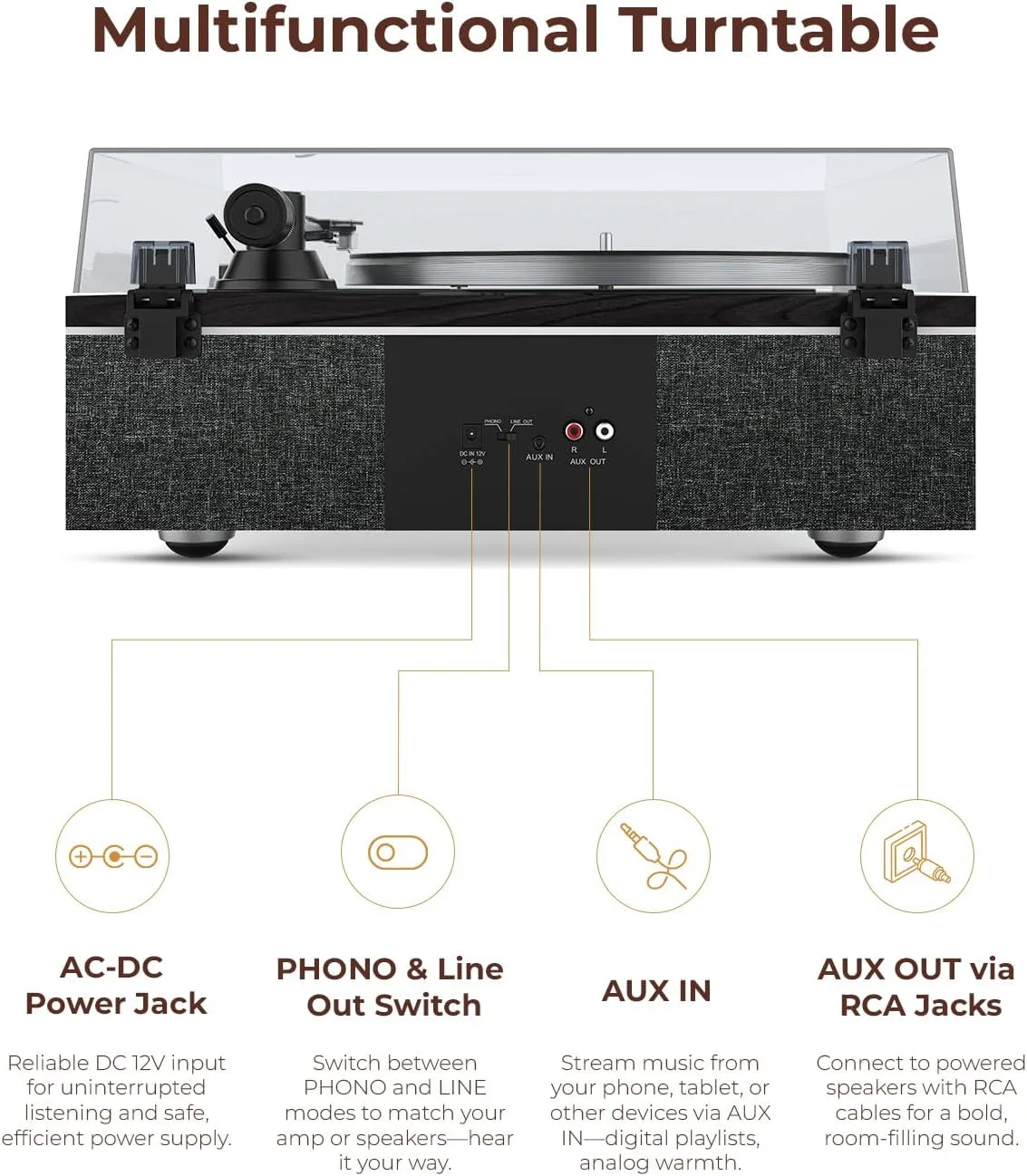 Qlearsoul ONE-S Vinyl Record Player with Bluetooth Input/Output