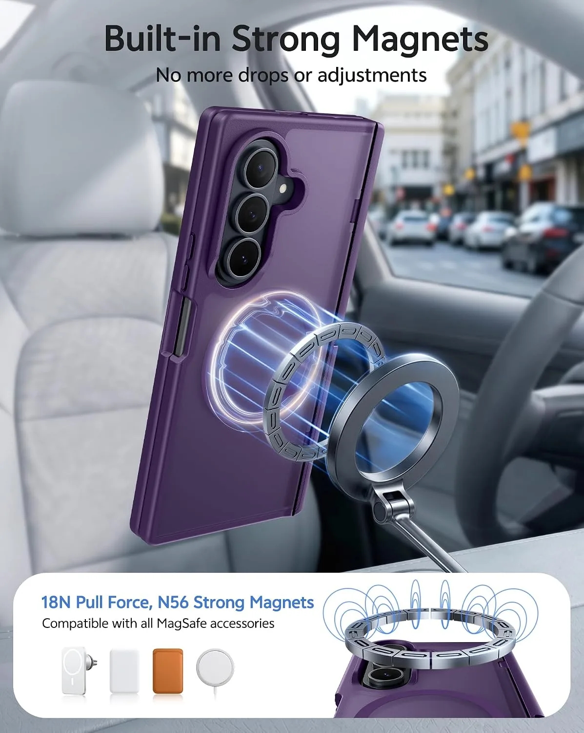 FNTCASE for Galaxy Z Fold 8 Ultra/Z Fold 7 Case Fit for MagSafe Purple