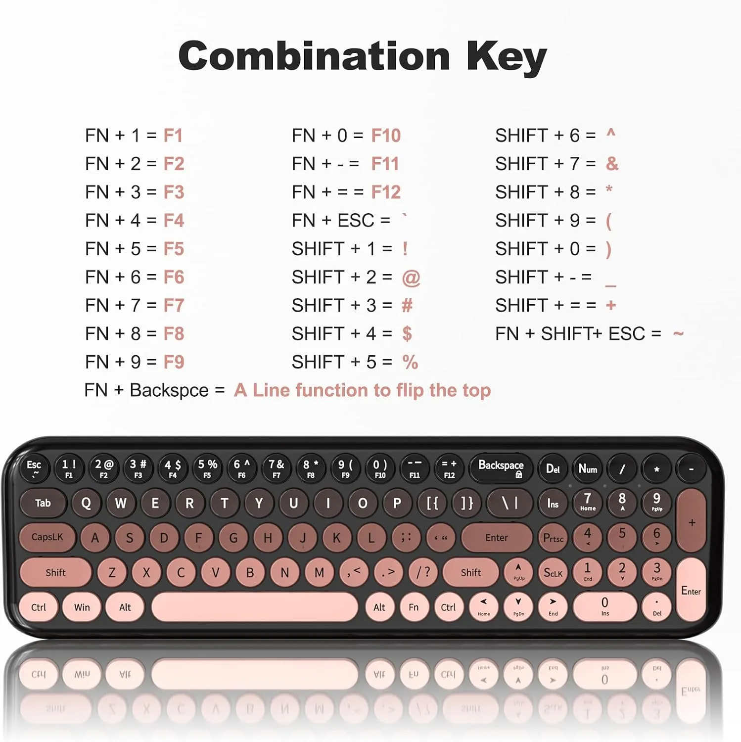 MOFII Wired Retro Typewriter Keyboard and Mouse Combo, Full Size USB Plug & Play for Windows PC Laptop- Black Blue