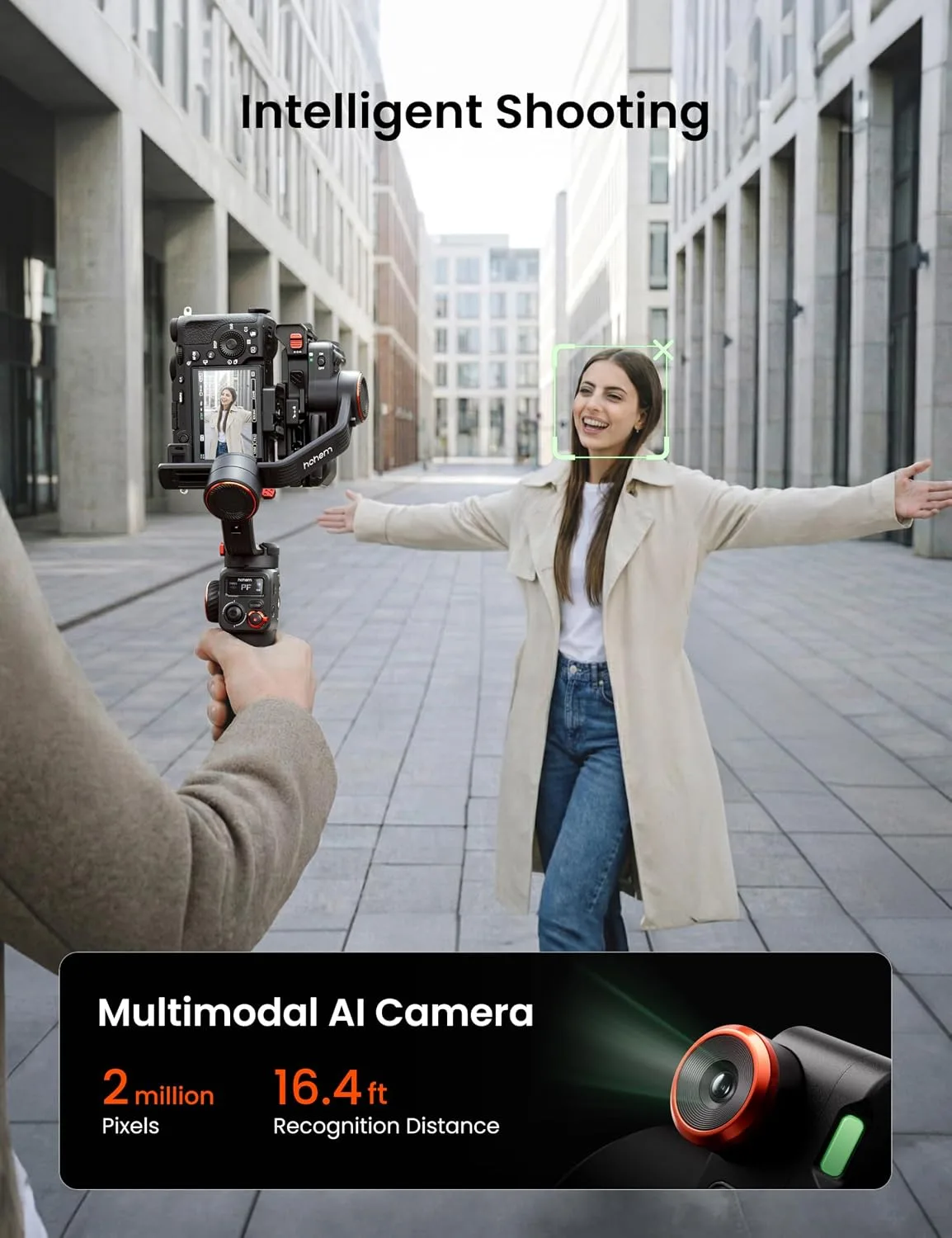 hohem iSteady MT3 3-Axis Gimbal Stabilizer for Mirrorless/Pocket/Action Cameras/Smartphone, Built-in AI Tracker with Fill Light, OLED Display, Camera Gimbal for Canon/Sony/Nikon/Fujifilm/GoPro