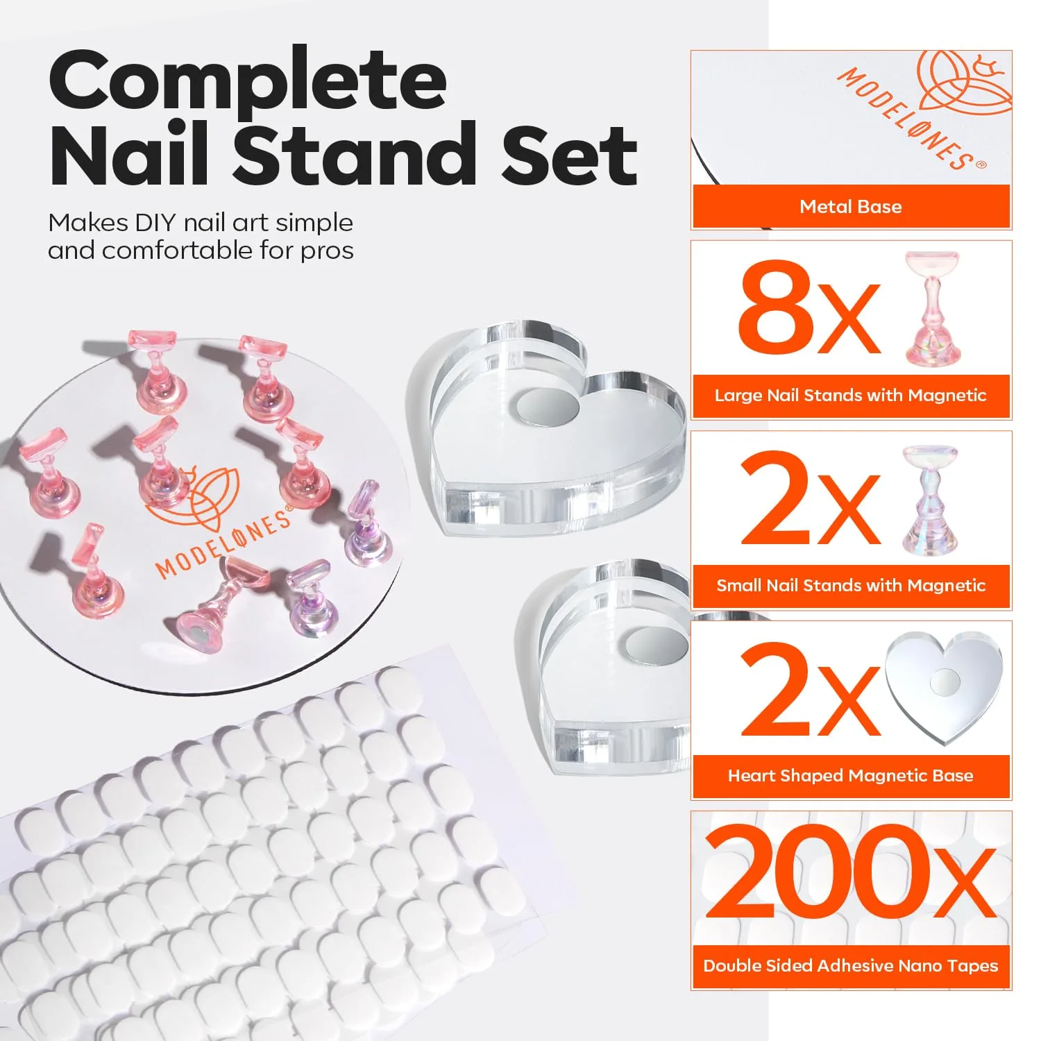 Modelones Nail Stand Aurora Pink Magnetic Heart Nail Holders for Nail Tips