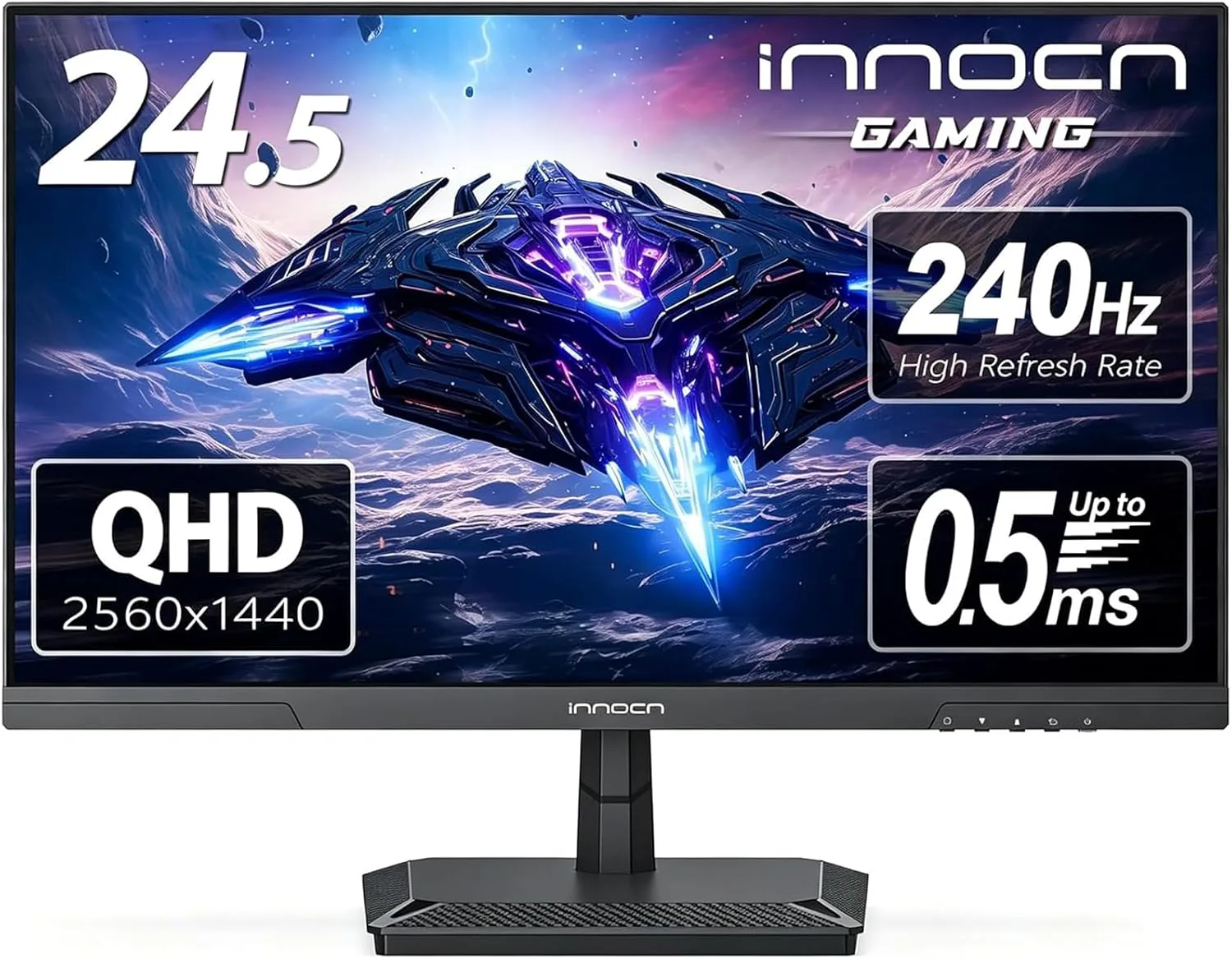 INNOCN 24.5" 1440P 240Hz Gaming Monitor Fast IPS HDMI 2.1, DP, Black, 25G2S