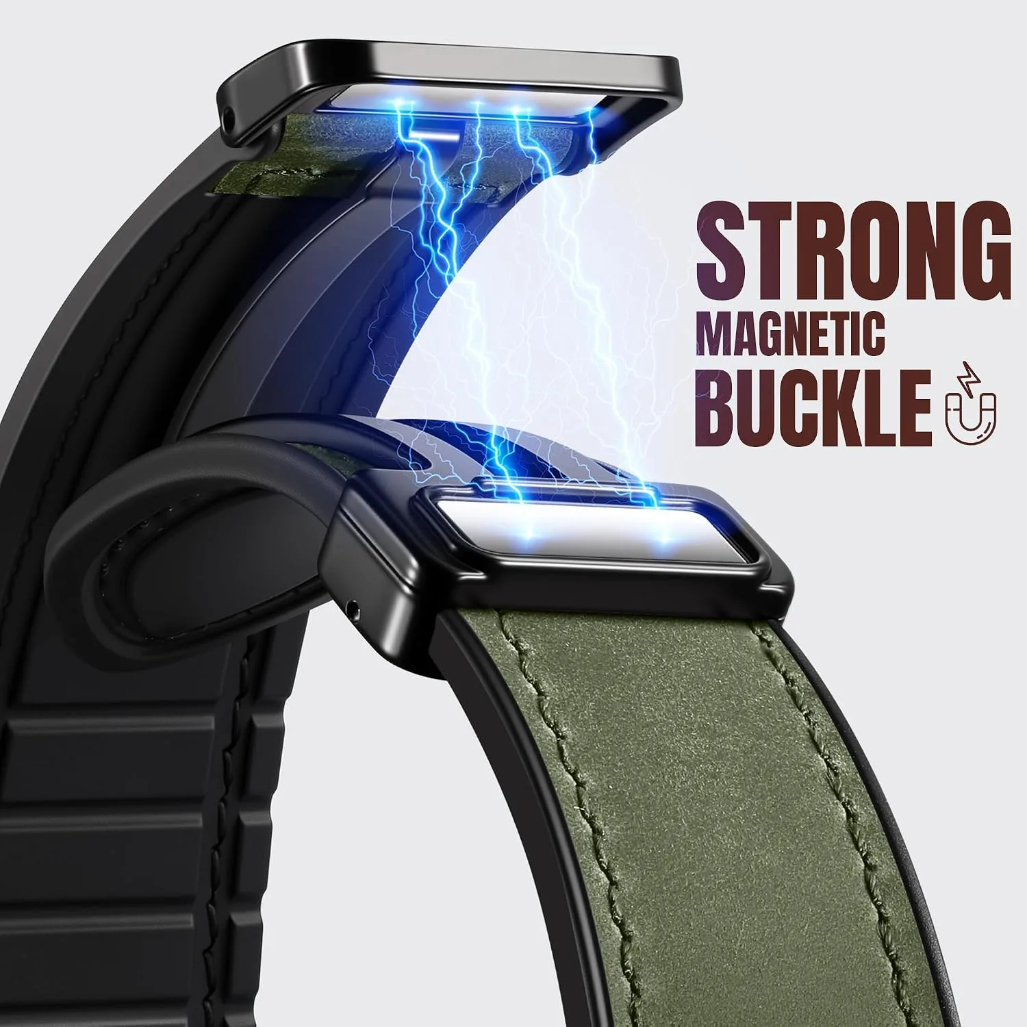 Charlam Magnetic Leather Bands Compatible with Samsung Galaxy Watch 7 Band 6 5 4 FE Active 2 40mm 44mm/Watch 6/4 Classic/Watch 5 Pro/3, 20mm Genuine Leather Straps for Samsung Watch Bands Men Women