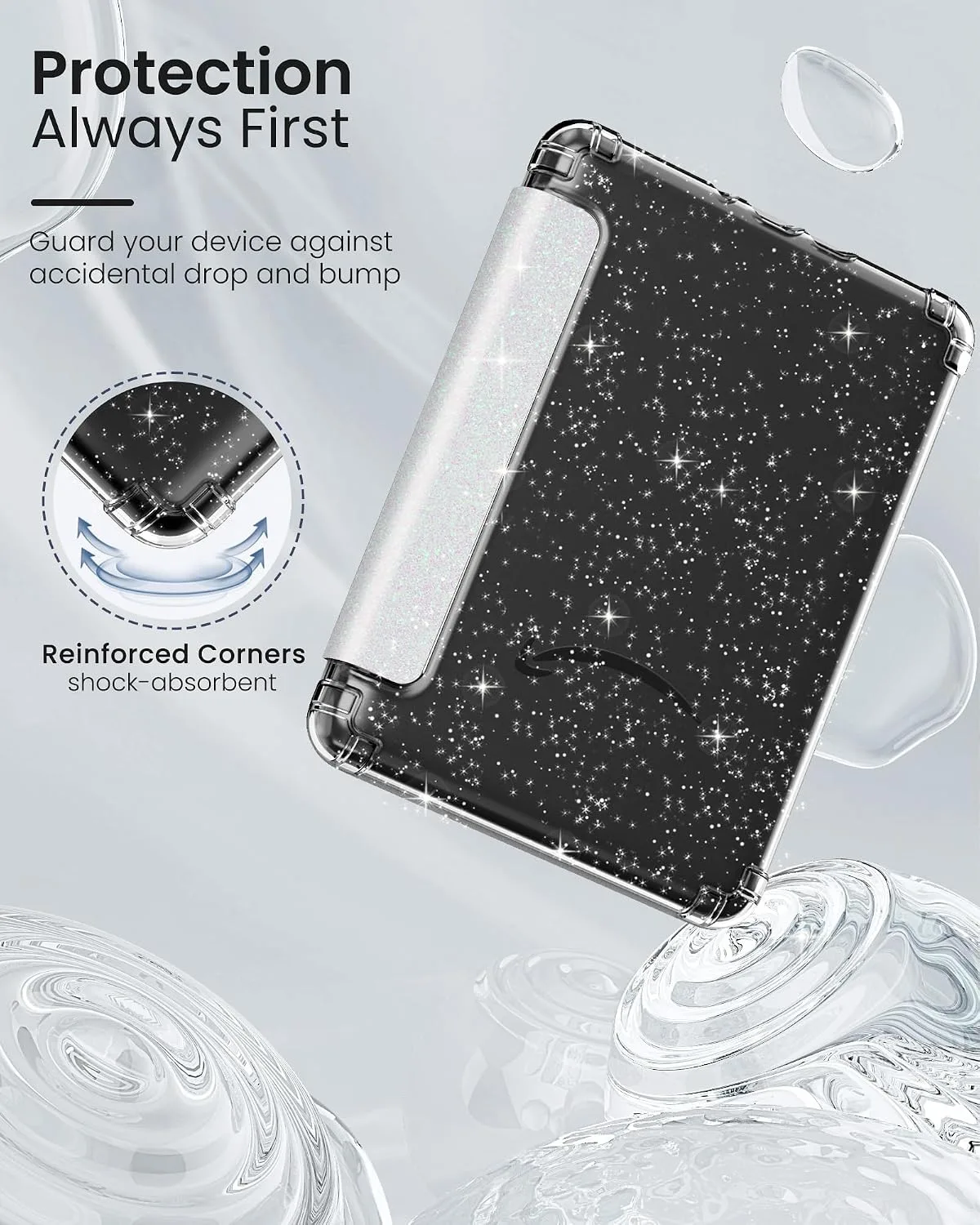 MoKo Case for 7" Kindle Paperwhite 12th Gen & Colorsoft 2024, Glitter White