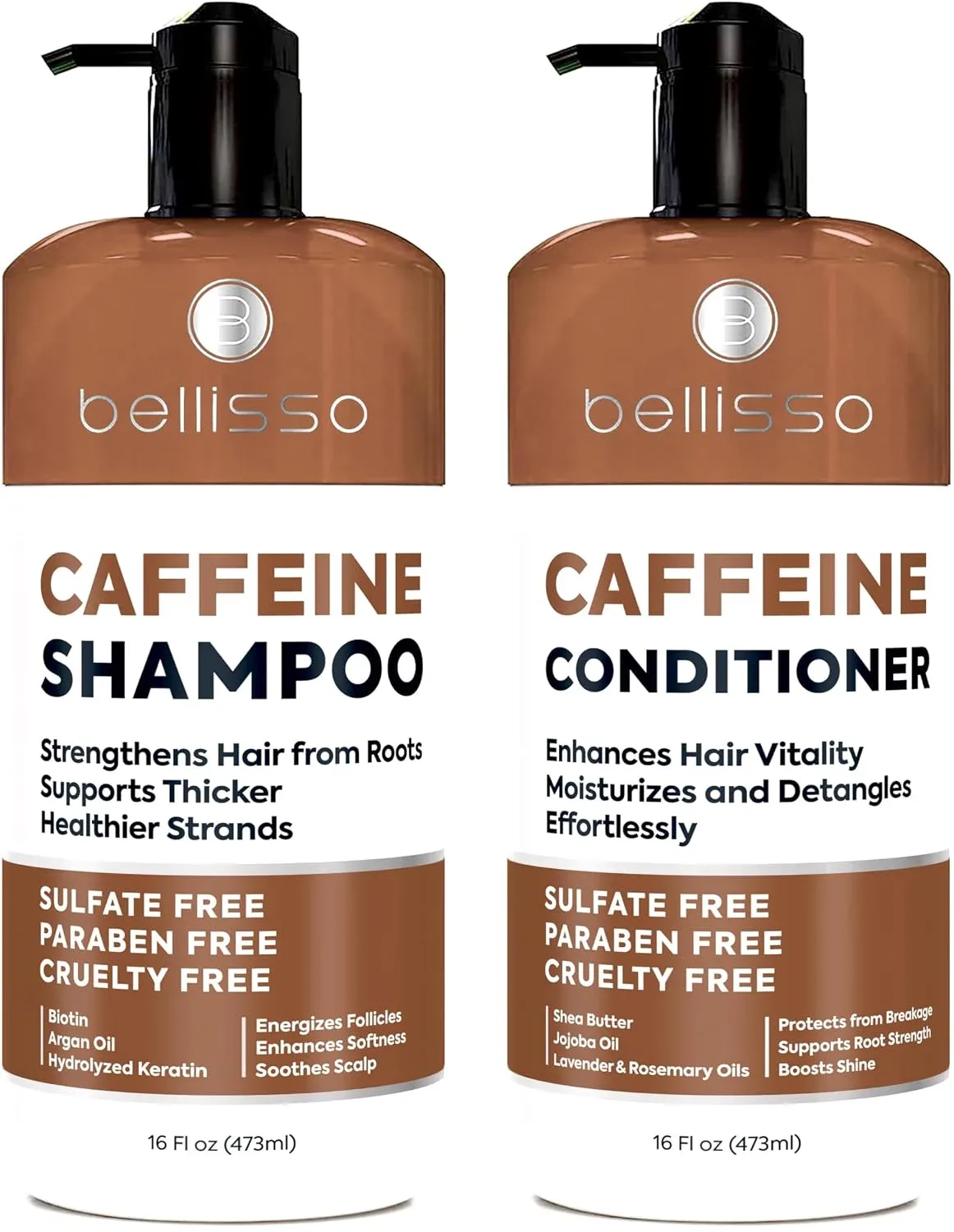 Set de Champú y Acondicionador Bellisso Cafeína Volumen para Cabello Fino