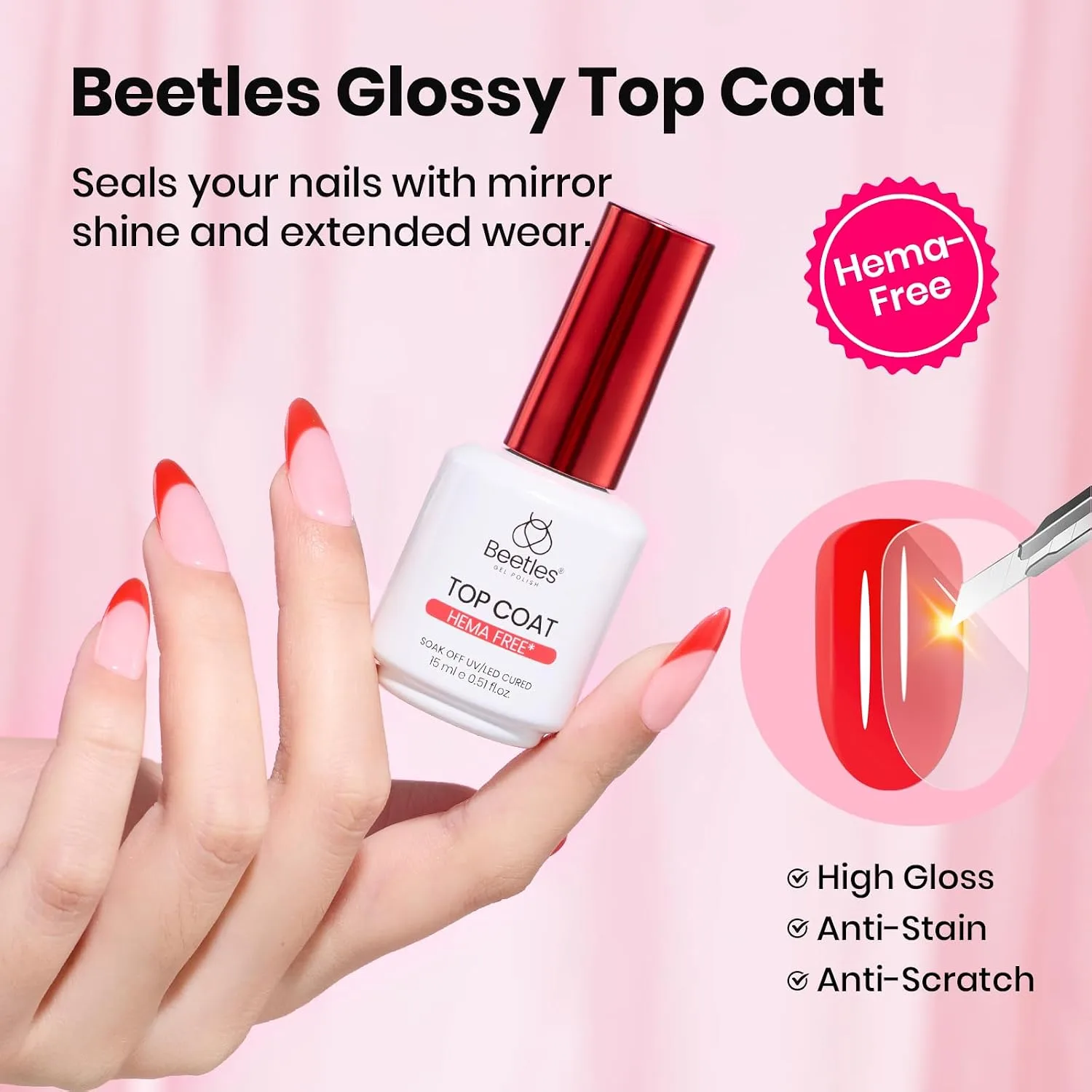 Beetles HEMA Free Blooming Gel & Base Top Coat Set 3PCS 15ml