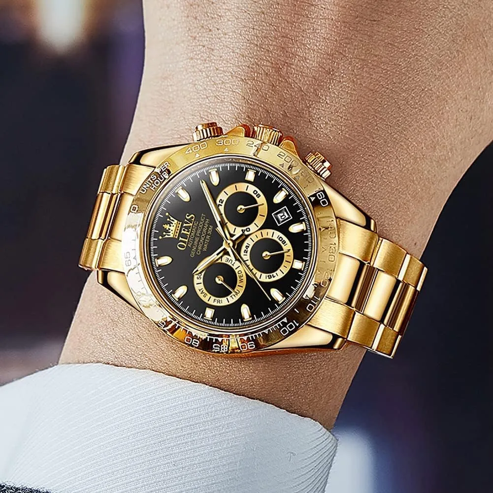 OLEVS Automatic Gold Watches for Men Luxury Classic Stainless Steel