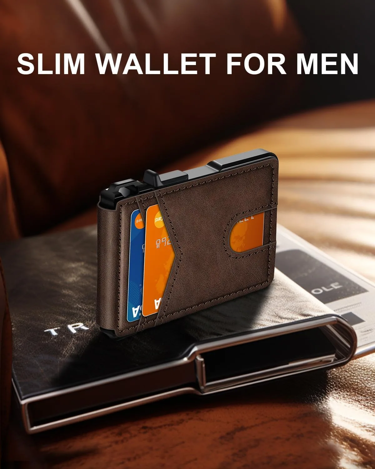 Wallet for Mens Minimalist Wallet 9-13 Cards RFID Blocking Slim Wallet