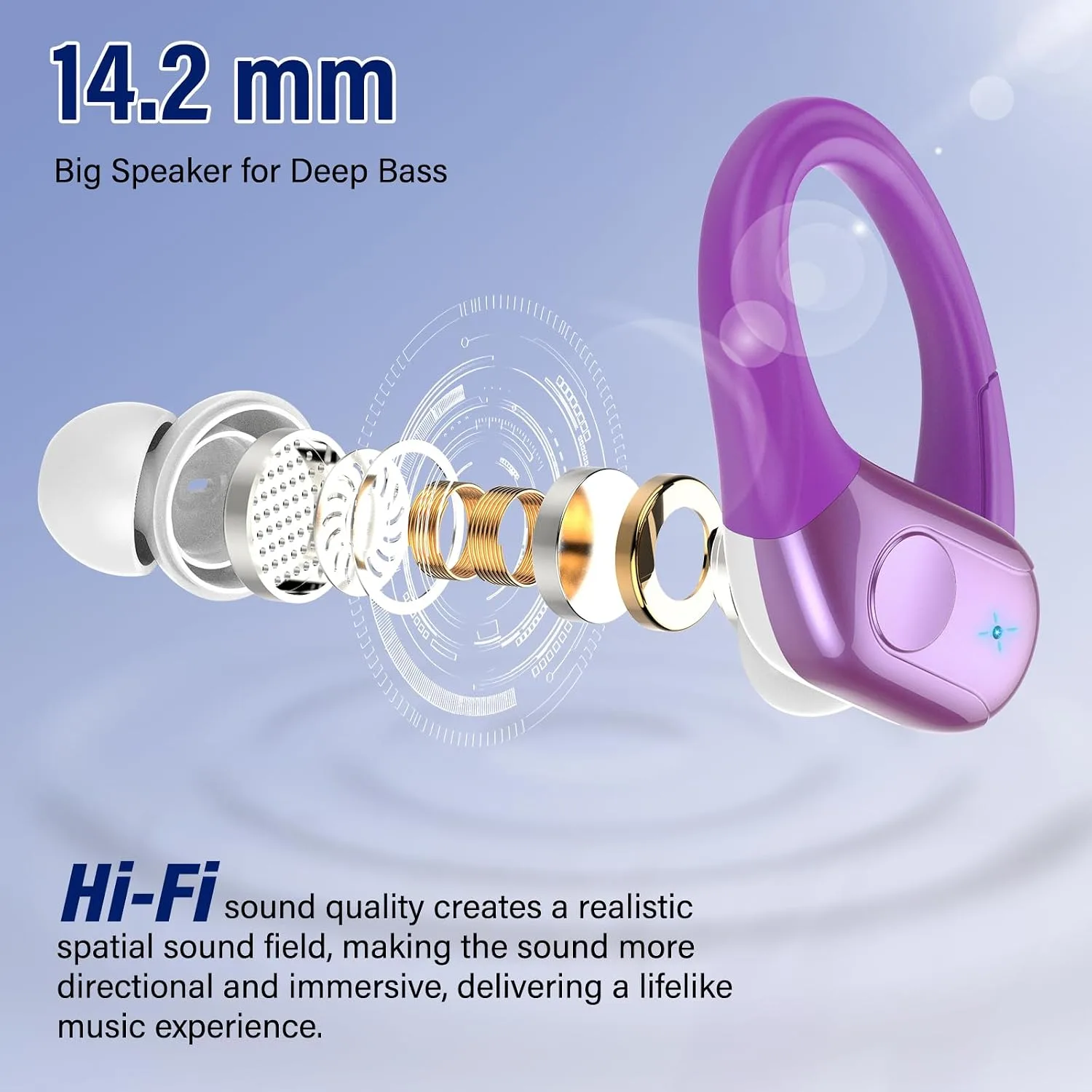 Bluetooth 5.4 Headphones Wireless Earbuds Sports, 75Hrs Bass Hi-Fi Stereo