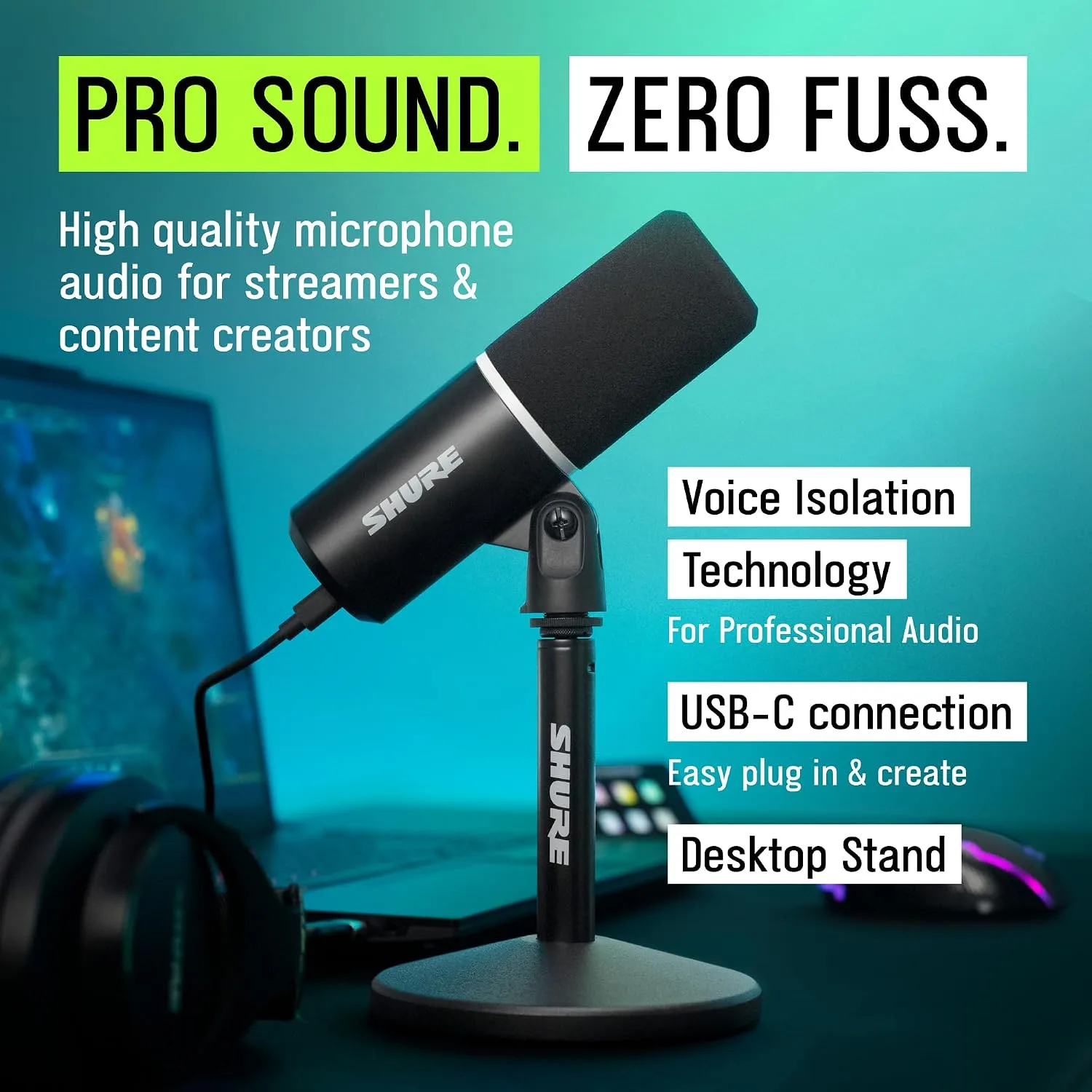Shure MV6 USB Microphone for Gaming, Streaming & Recording (Gen 2, Black)