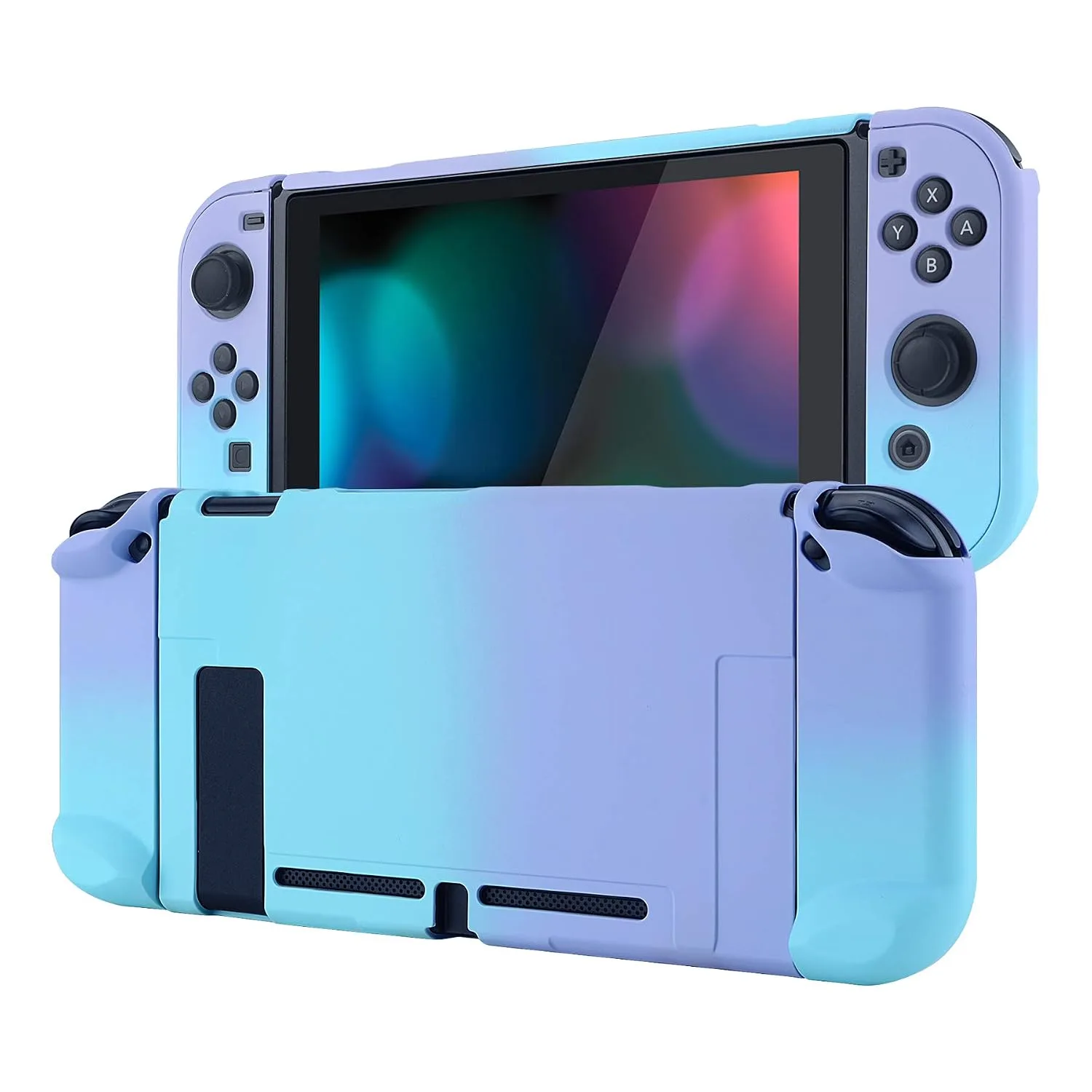 eXtremeRate PlayVital Cover for Nintendo Switch, Protective Case Protector for Switch - Shock-absorbent Anti-Scratch Dockable Durable Hard Shell, Gradient Violet Blue (NOT for Switch 2)