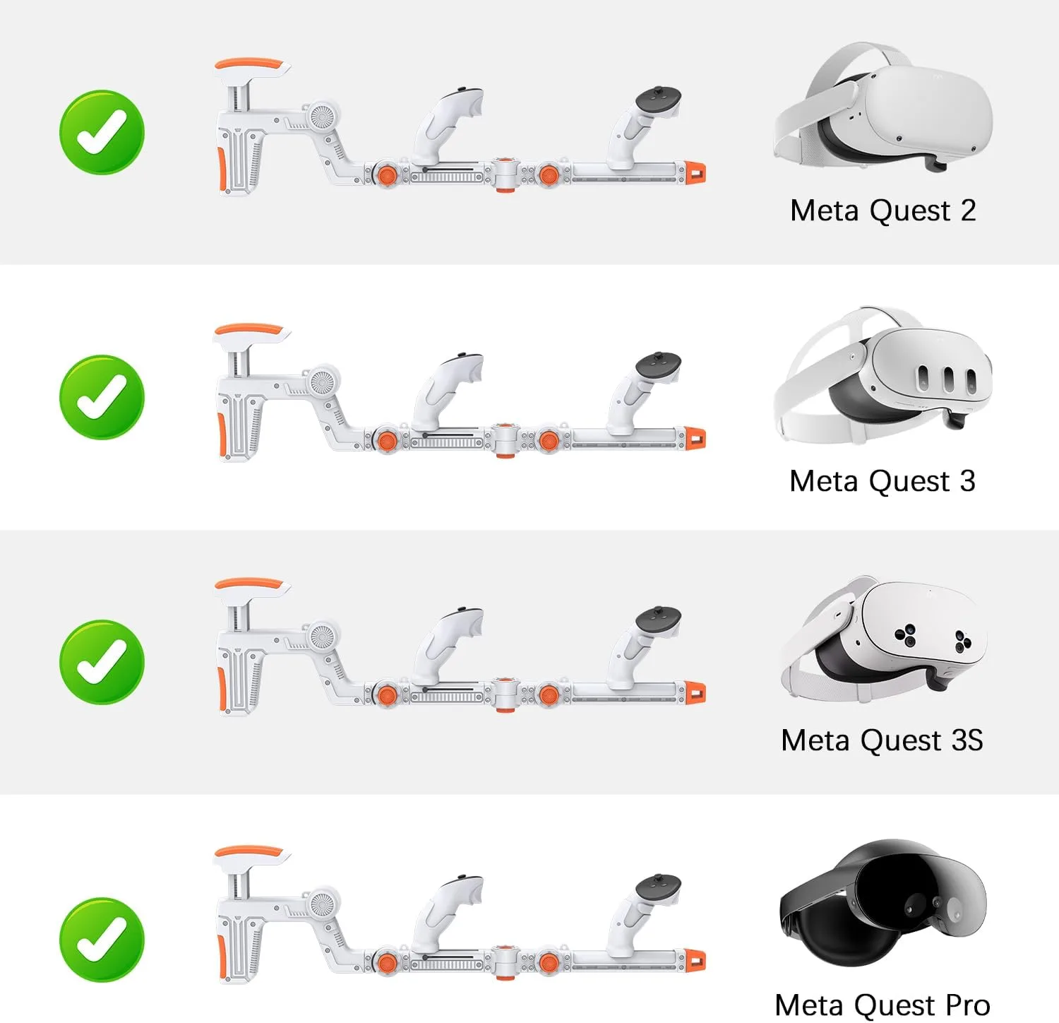 VR Gunstock Compatible with Meta Quest 2/3/3S/Pro, Shoulder Straps Adjustable FPS Gaming Controller Accessories Quick Magnetic Attachment Cheek Pad Immersive VR Stock Rifle Gameplay (White)