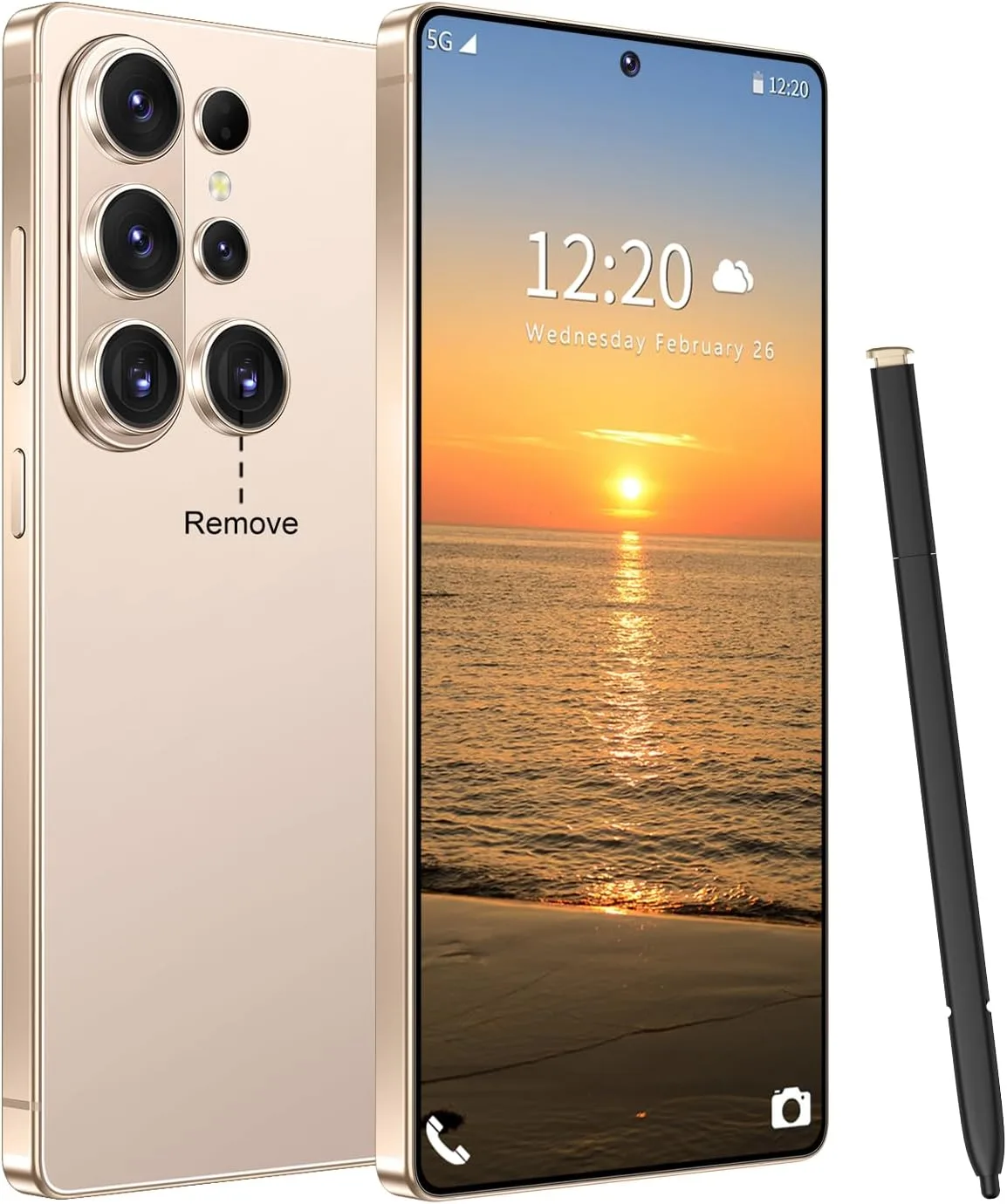 Huness 26 Ultra Unlocked Cell Phone,Built in Pen,16+1TB Unlocked Phone, Android 15 Battery 7000mAh 6.99" HD Screen Smartphone, 5G/Face ID/Fingerprint Lock/Dual SIM/GPS (Gold)