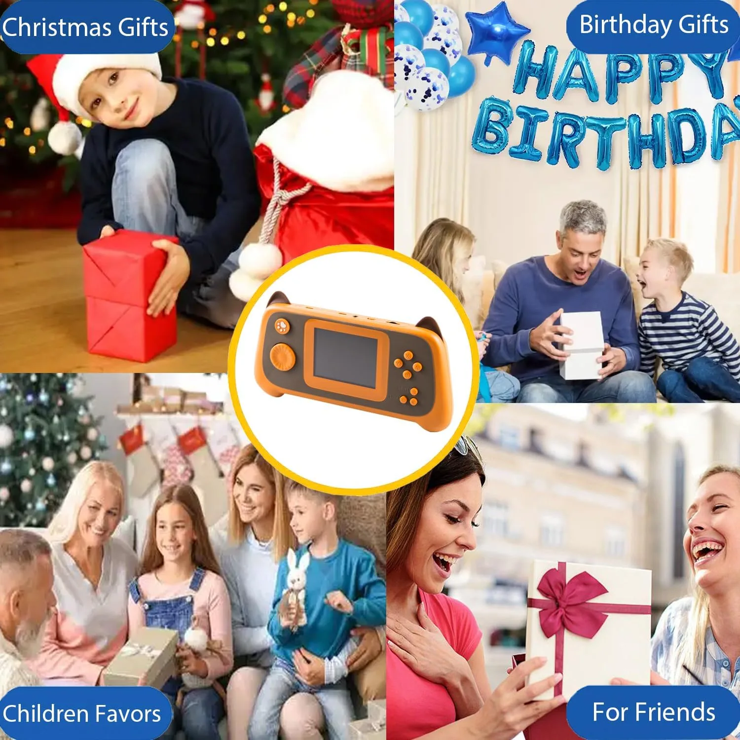 Handheld Game Console with 666 Classical FC Games Retro Mini Game Machine 3.0-Inch Color Screen Support for TV Output , Presents Birthday for Friends (Orange)
