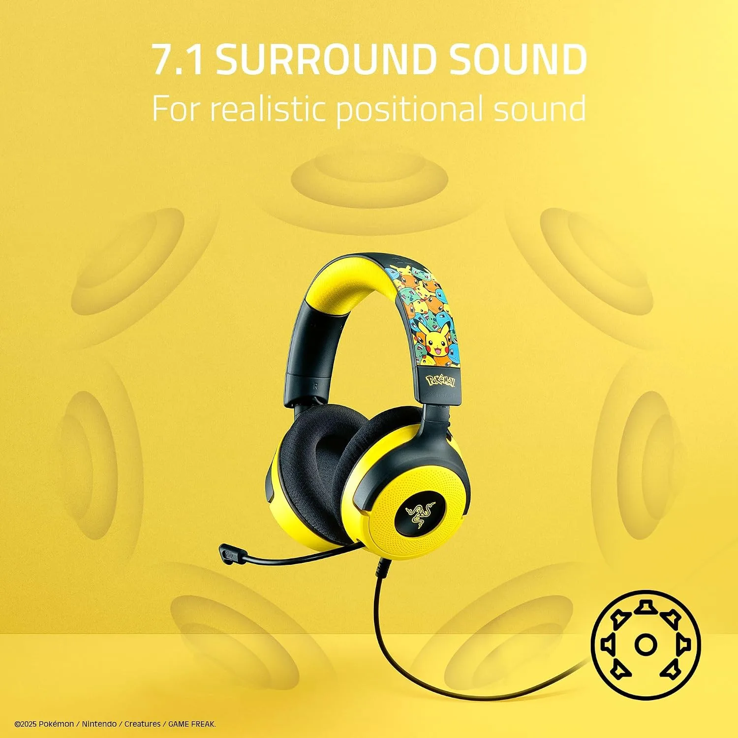 Razer Kraken V4 X Wired USB-C & Type A Gaming Headset, Pokémon Edition