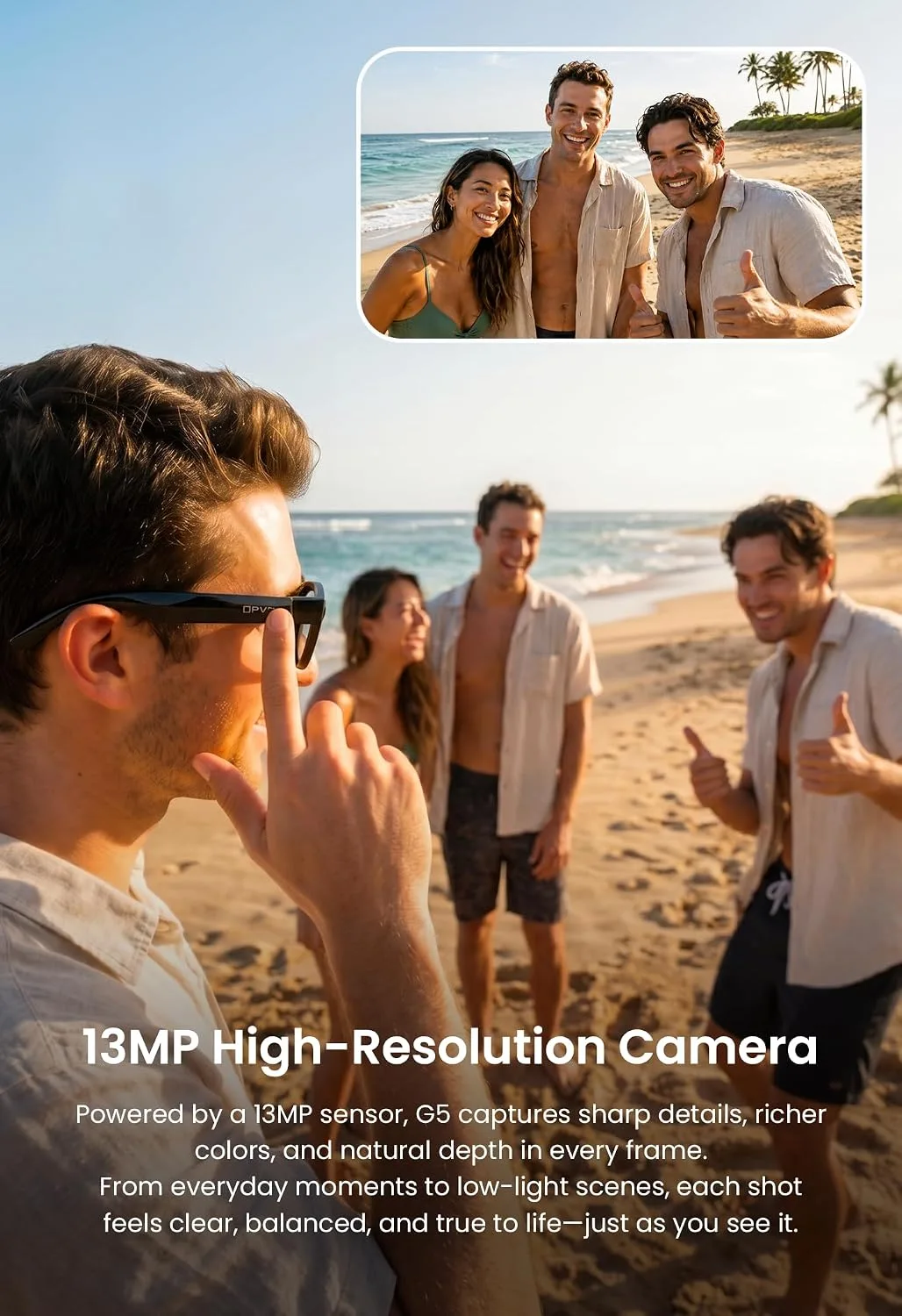 G5 AI Smart Glasses with Camera and Bluetooth, 13MP Video Recording Glasses