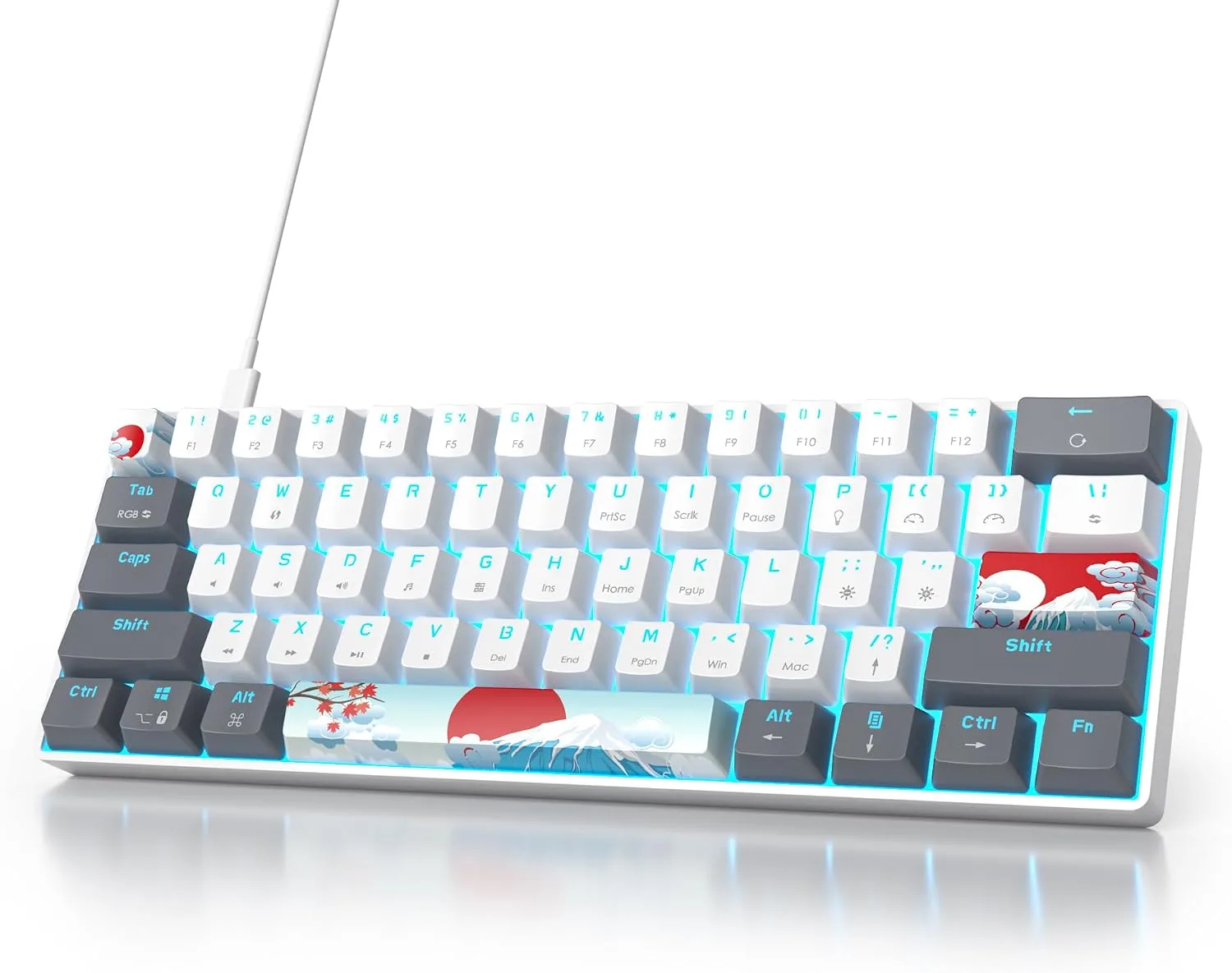 Teclado mecánico gamer Owpkeenthy RGB 60% Red Switches