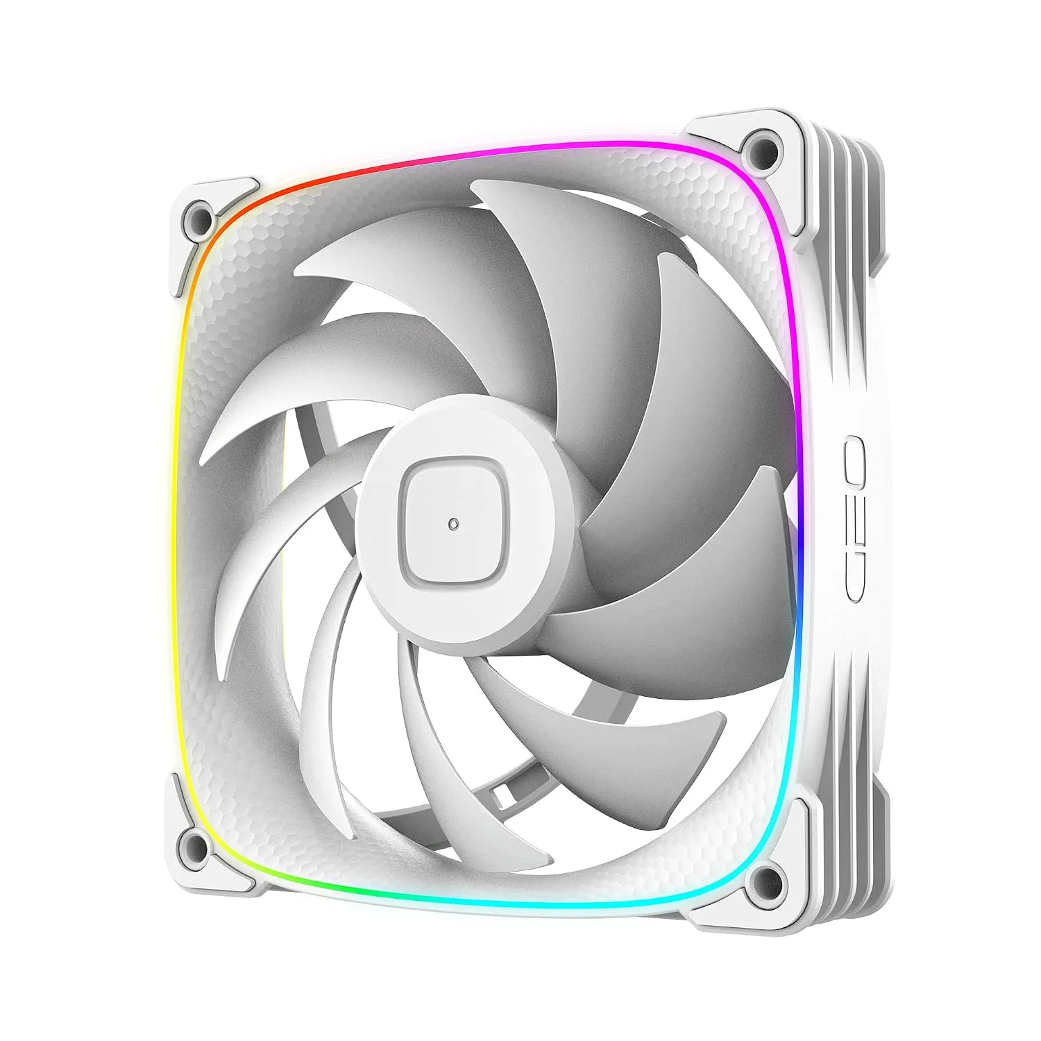 Geometric Future Squama 2503R Reverse Blade RGB PWM Fan - 140mm - 3 Pack – Performance & Silent Balance - Dual Lighting Loop - 5V 3pin addressable RGB - 4pin PWM - White(GEO-S2503RW-14T)
