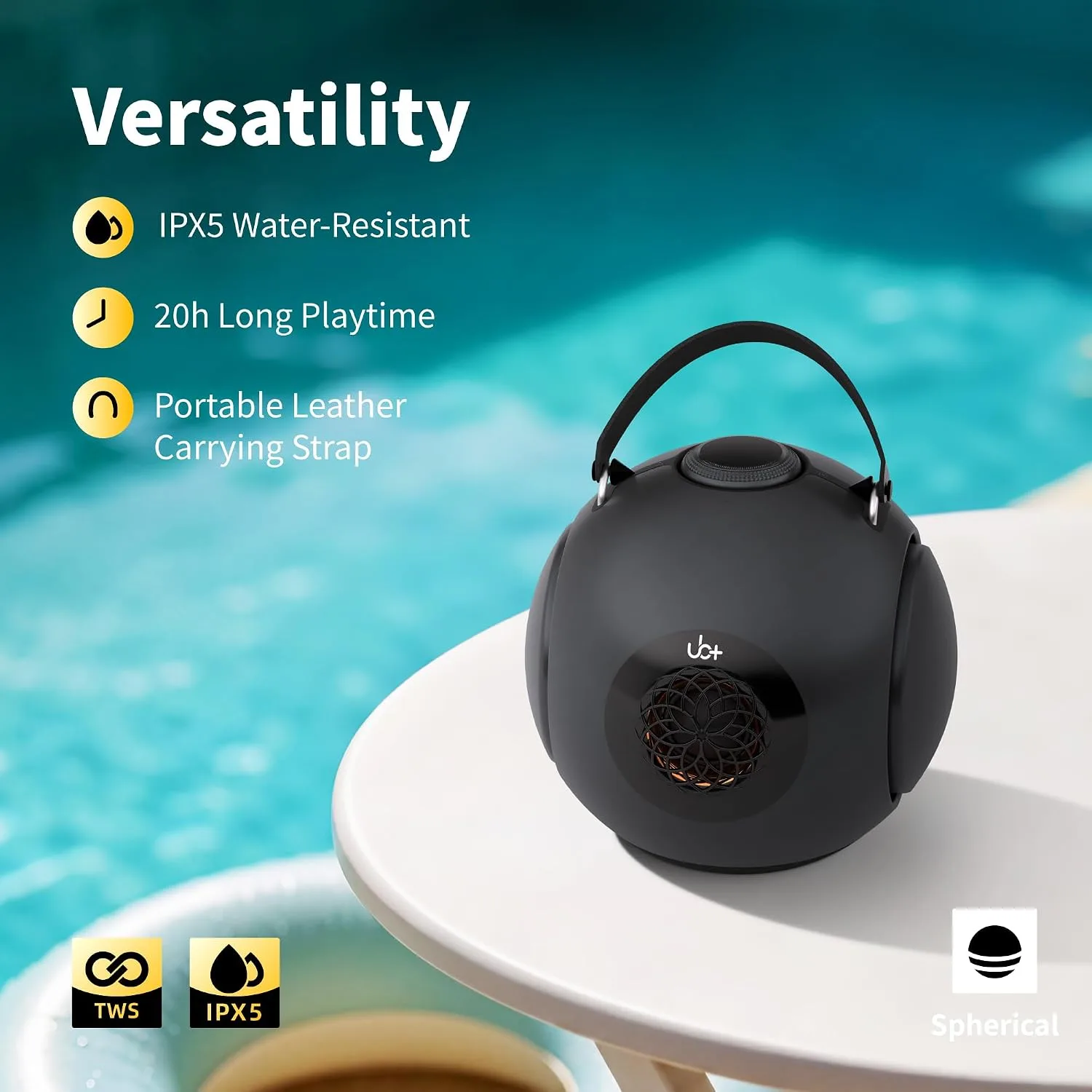 UB+ dB1 doubleBASS Waterproof Bluetooth Speaker | 40W Hi-Fi Sound with Deep Bass, 20H Playtime, IPX5 & TWS Pairing (Satin Metallic Grey with Tripod)