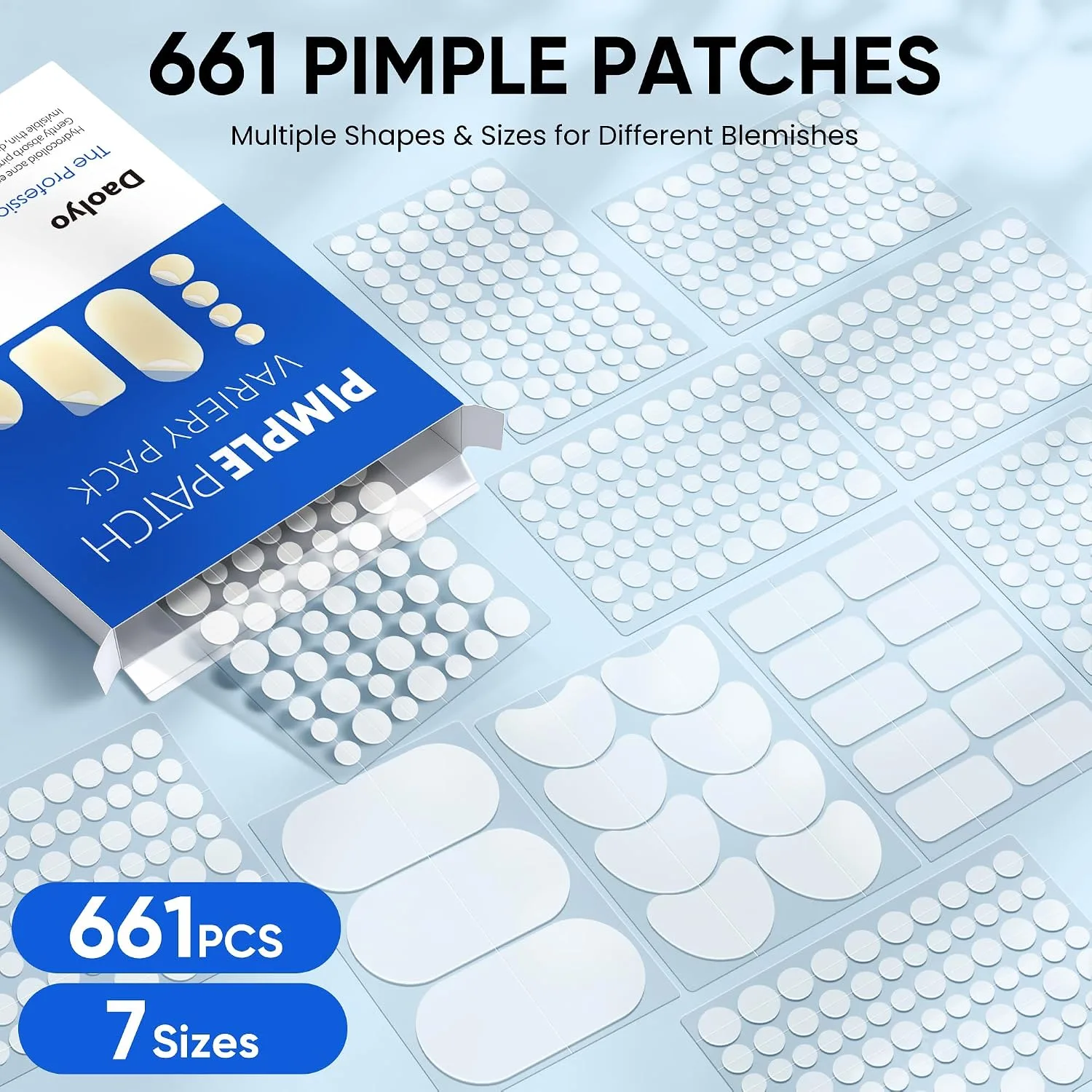 Daolyo 661 Count Pimple Patches - Hydrocolloid Acne Patches for Face & Body
