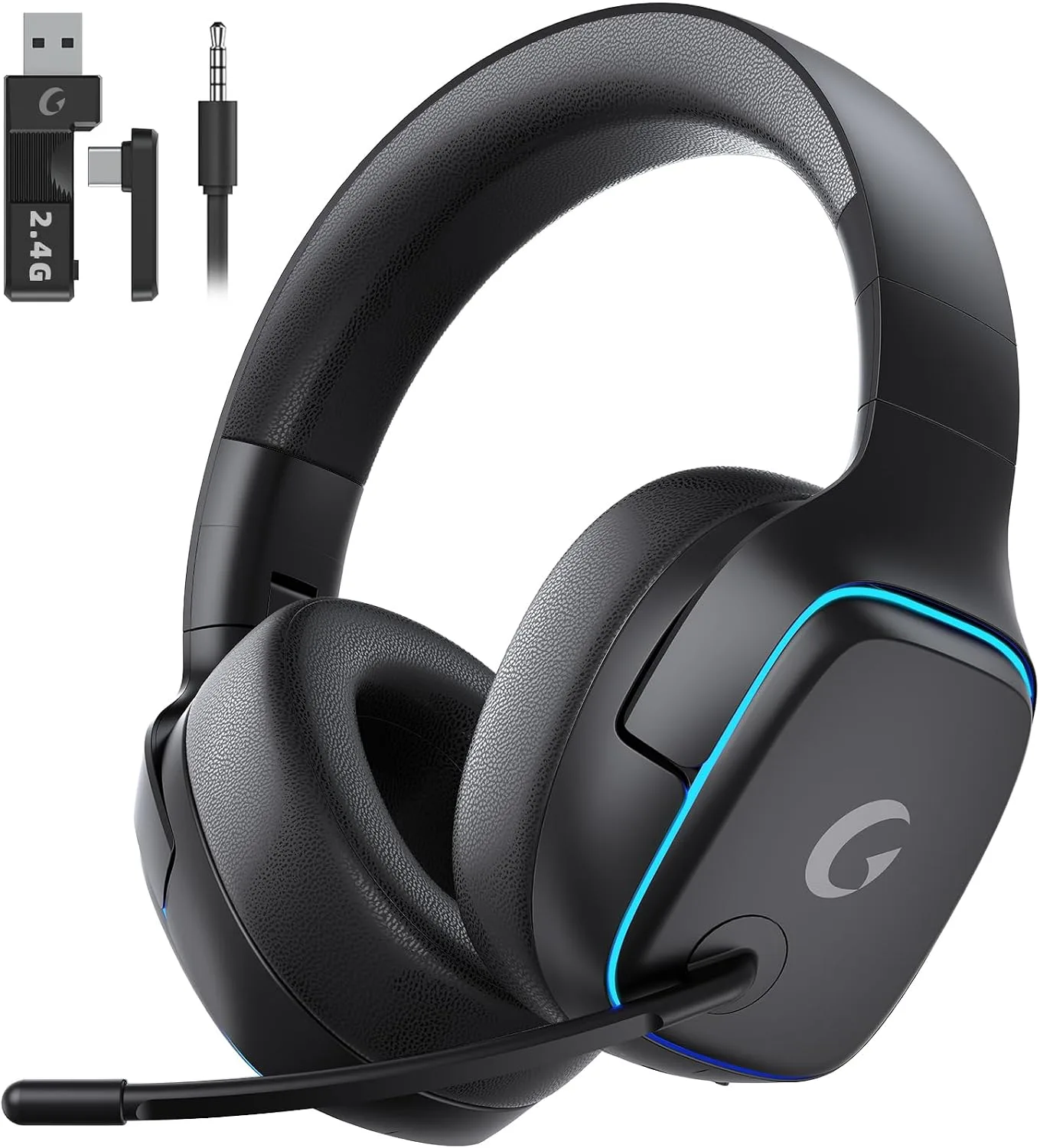 Gvyugke 2.4GHz Wireless Gaming Headsets for PS5, PS4, PC, Switch,MatteBlack