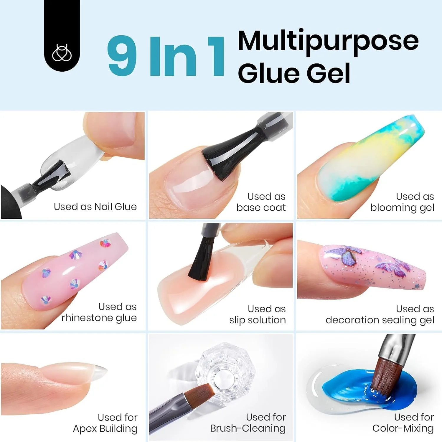 Beetles Nail Glue and Blooming Gel 15 ml 2Pcs for Blooming Aura Nails