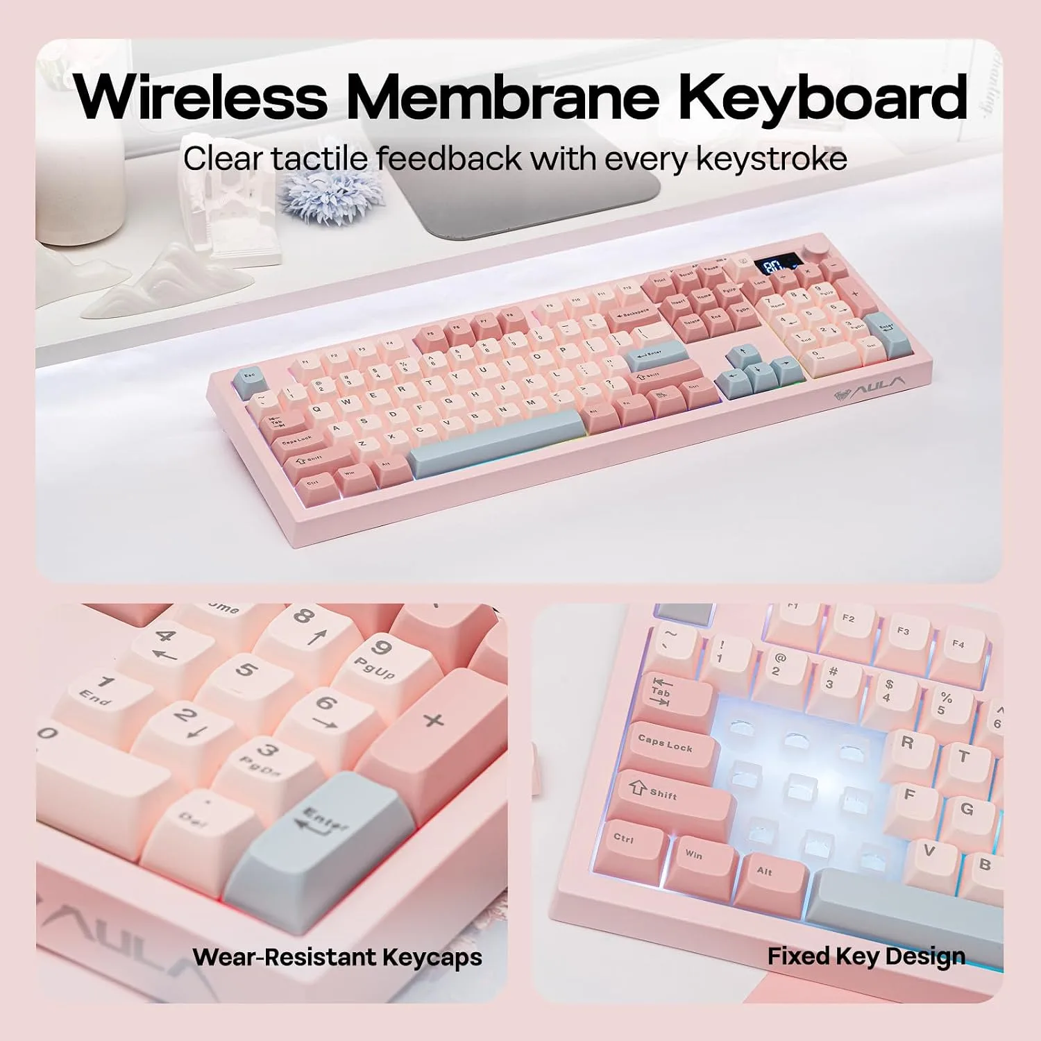 EPOMAKER Aula S102 PRO Membrane Gaming Keyboard w/TFT Screen & Volume Knob
