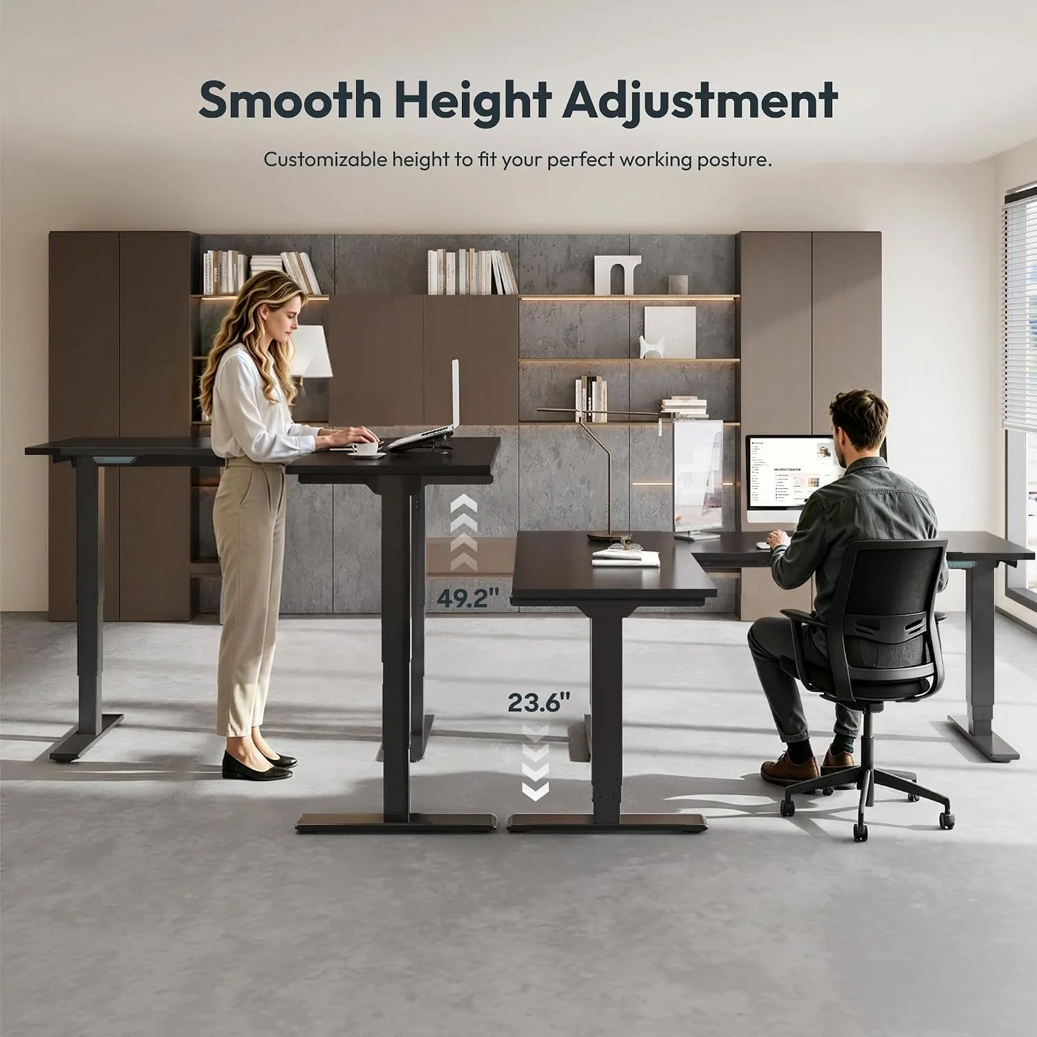 SANODESK Triple Motor L-Shaped Standing Desk Frame, 330 lbs Heavy Duty
