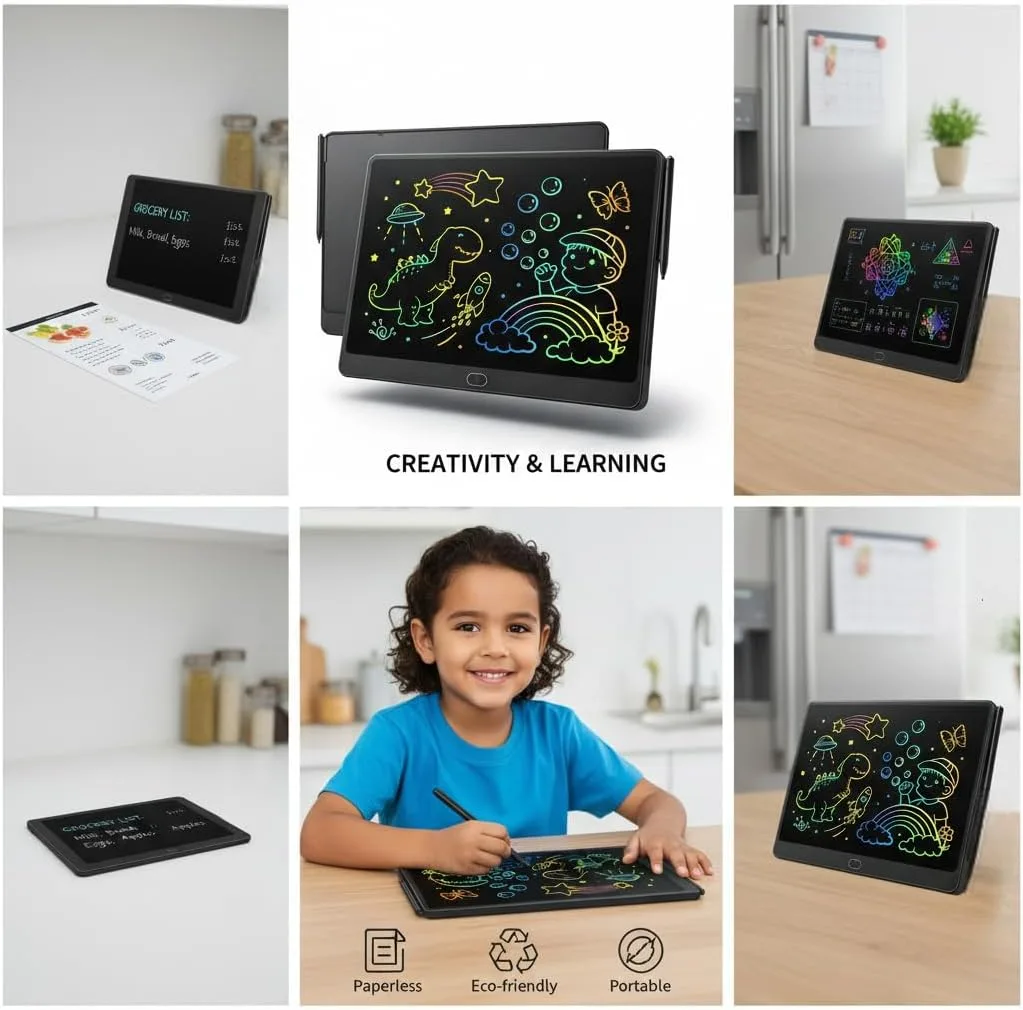 16 Inch LCD Writing Tablet 2 Pack, Large Electronic Notepad Reusable Digital Memo Board Erasabl Tablet(Black)