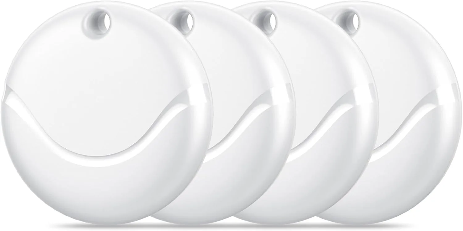 Hoxe Dual System Air Tracker Tags for iOS & Android, Key Finder Locator (White/4Pack, 4 Pack)