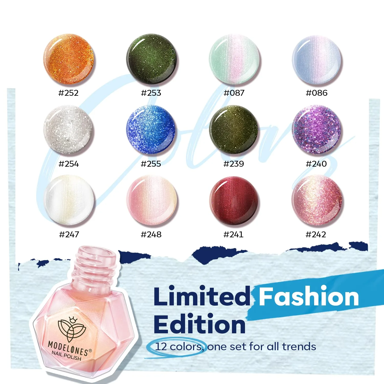 modelones Nail Polish, 12 Colors Sparkle Green Red Glitter Nail Polish Set