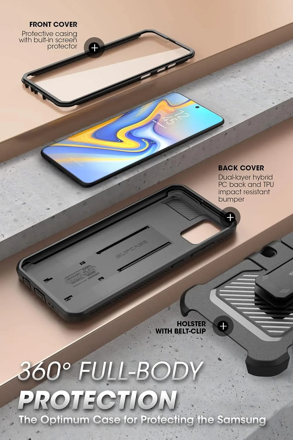 SUPCASE for Samsung Galaxy A71 5G Case with Built-in Kickstand, Black