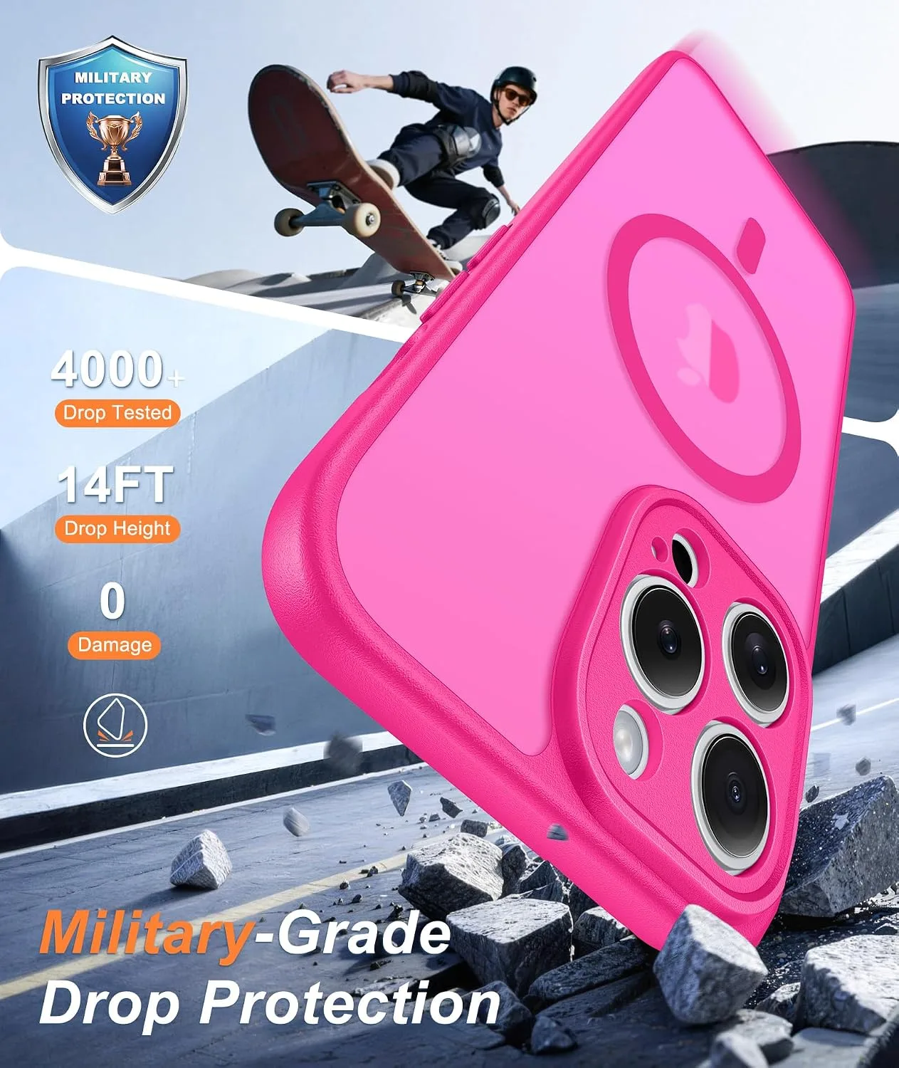 FNTCASE for iPhone 14-Pro Case Fit for MagSafe HotPink