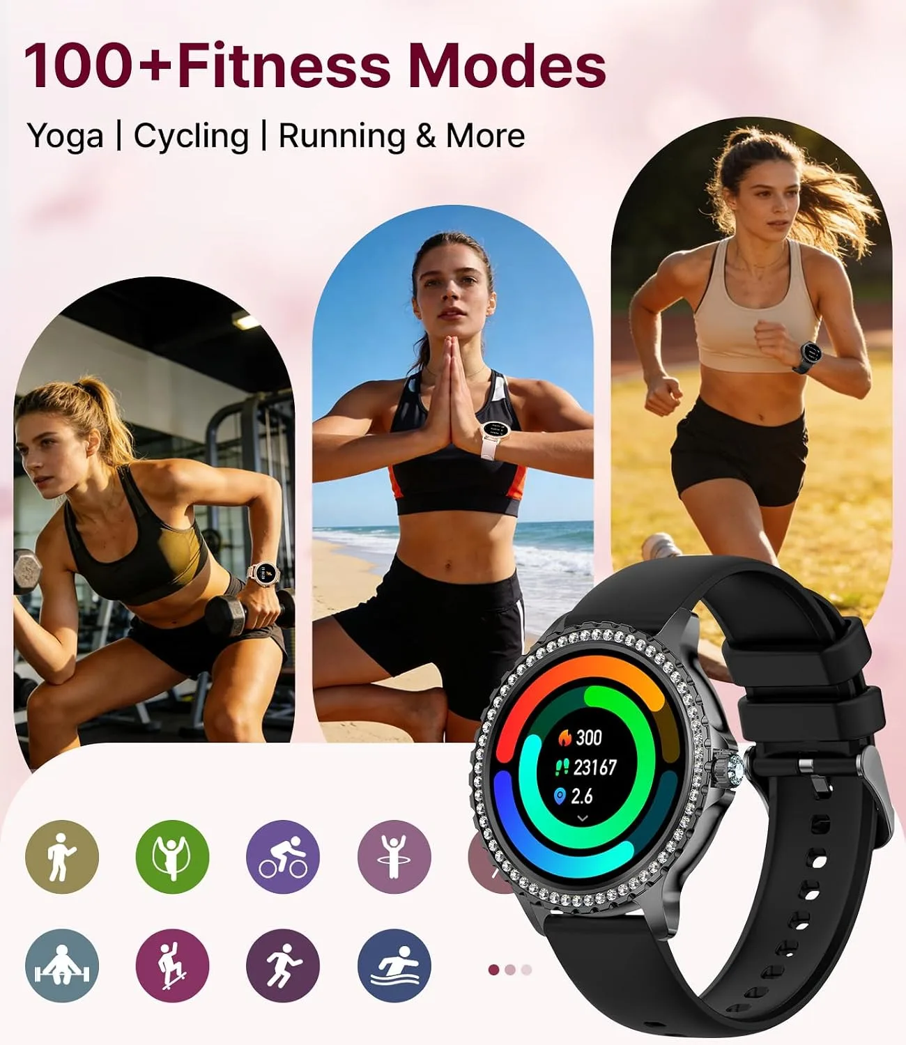 LIGE Smart Watches for Women,1.32" HD Fitness Tracker Watch with Answer/Make Call,AI Voice Control,Heart Rate/Calories/SpO2 Monitor 100+ Sport Modes Ladies Smart Watch for Android iOS (Black)