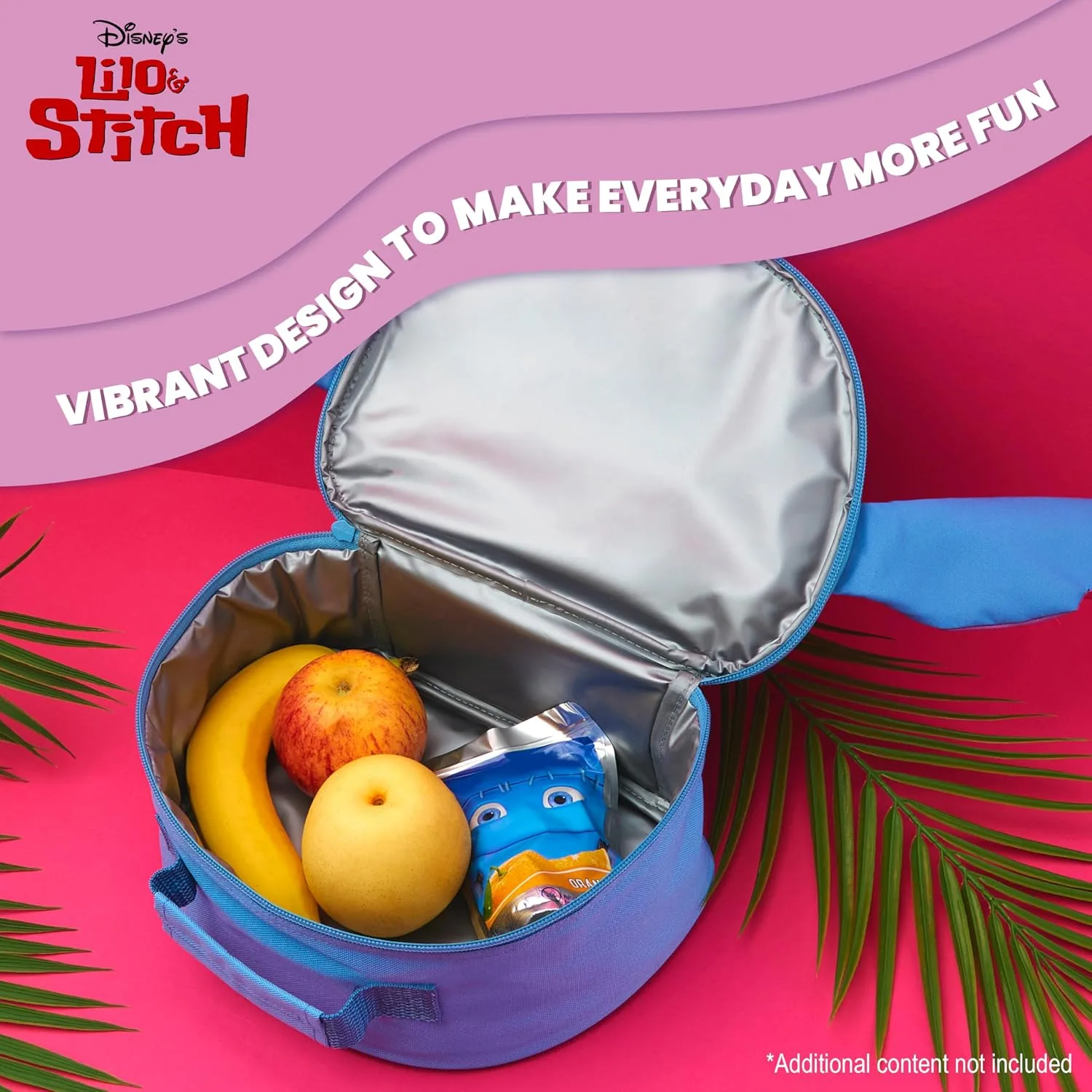 Disney Stitch Lunch Bag for Kids with Insulated Lining Portable Lunch Cooler Bag for School Travel Holidays Trips School Supplies