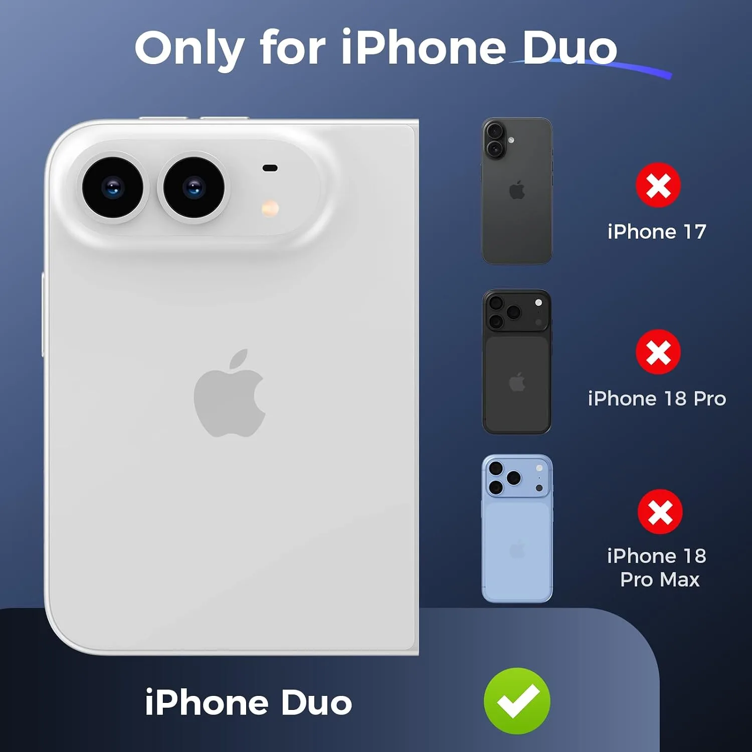 Ruky for iPhone Duo Case, Anti-Yellowing, with Screen Protector, Clear