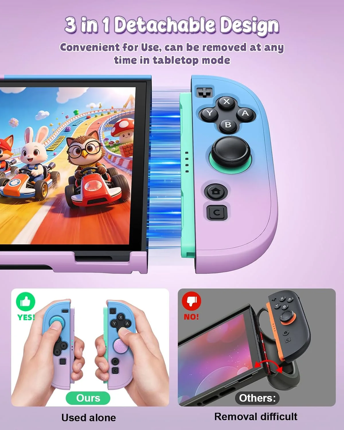 FYOUNG Switch 2 Cute Cover Case, Dockable Protective Shell for Nintendo 2